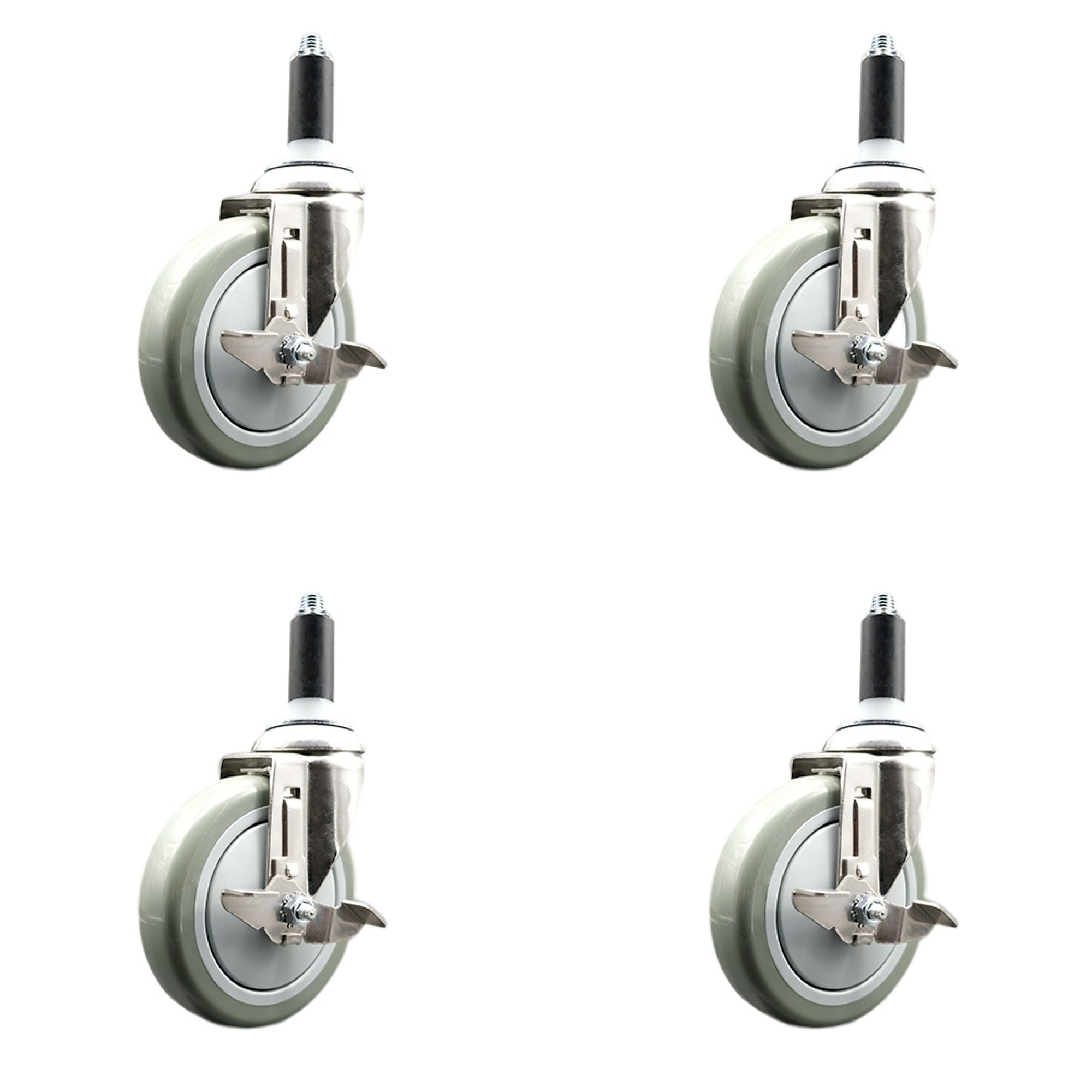 Service Caster, 5Inch x 1 1/4Inch Stem Casters, Wheel Diameter 5 in, Caster Type Swivel, Package (qty.) 4, Model SCC-SS316EX20S514-PPUB-TLB-118-4