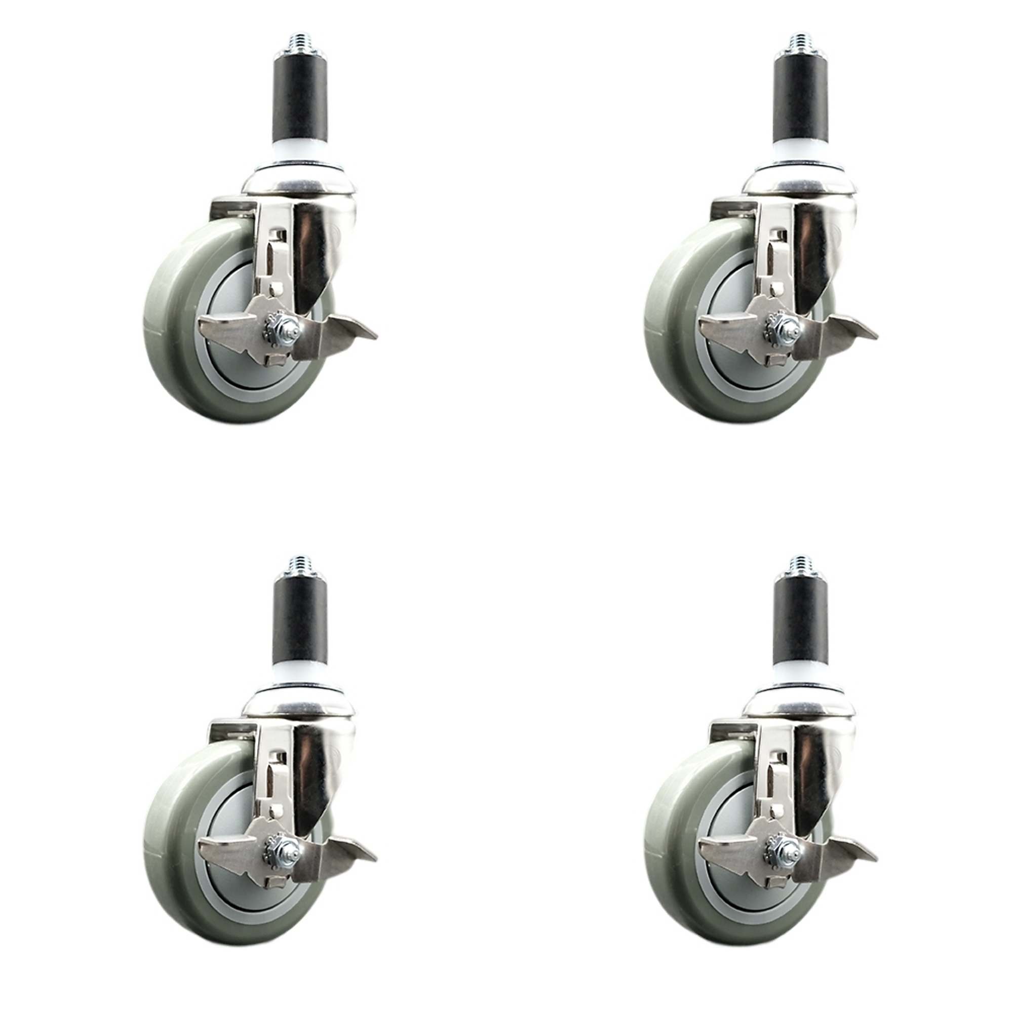 Service Caster, 4Inch x 1 1/4Inch Stem Casters, Wheel Diameter 4 in, Caster Type Swivel, Package (qty.) 4, Model SCC-SS316EX20S414-PPUB-TLB-114-4