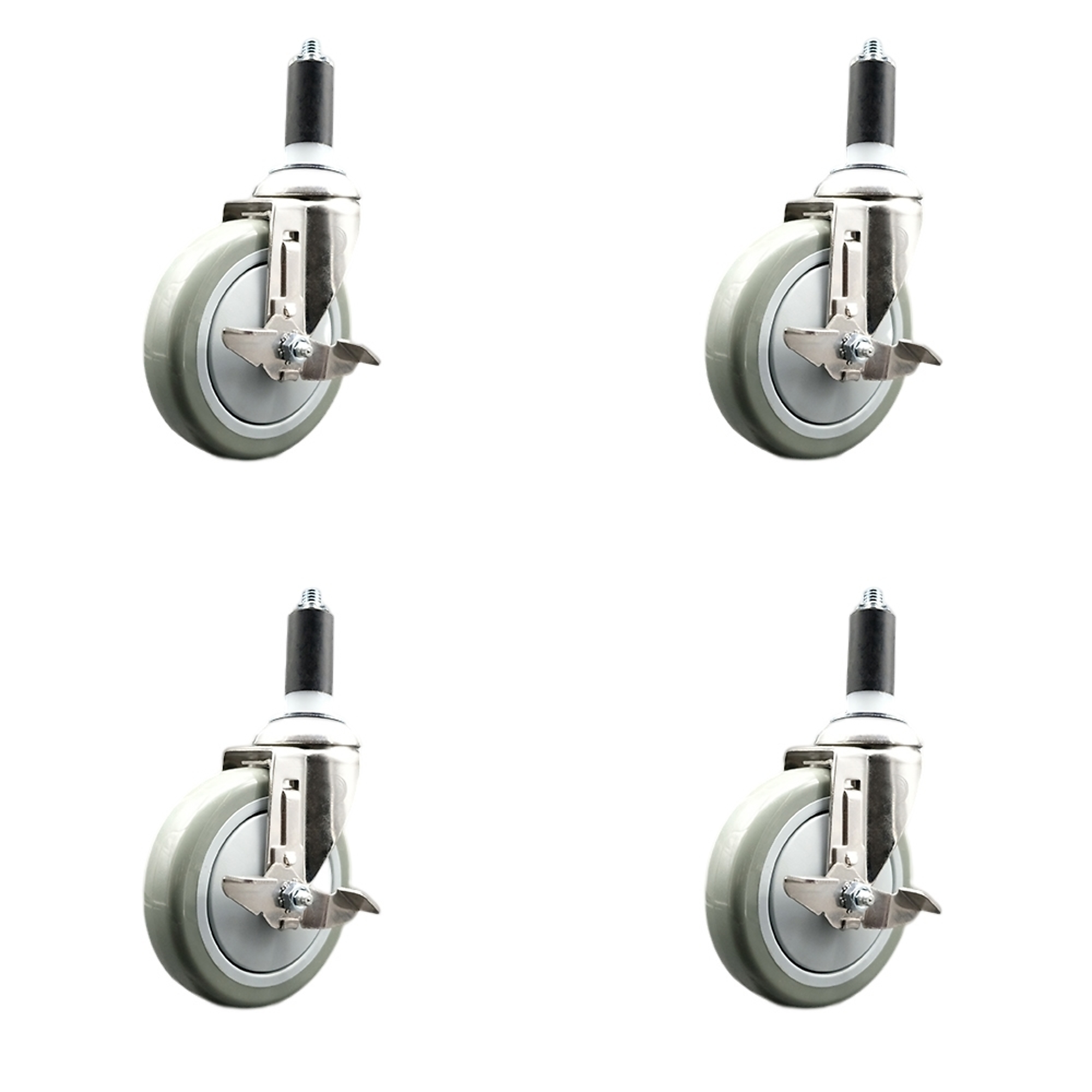 Service Caster, 5Inch x 1 1/4Inch Stem Casters, Wheel Diameter 5 in, Caster Type Swivel, Package (qty.) 4, Model SCC-SS316EX20S514-PPUB-TLB-114-4