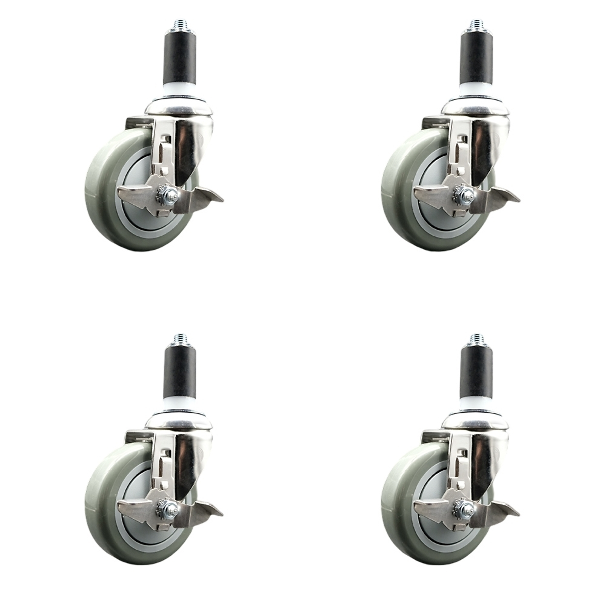 Service Caster, 4Inch x 1 1/4Inch Stem Casters, Wheel Diameter 4 in, Caster Type Swivel, Package (qty.) 4, Model SCC-SS316EX20S414-PPUB-TLB-138-4