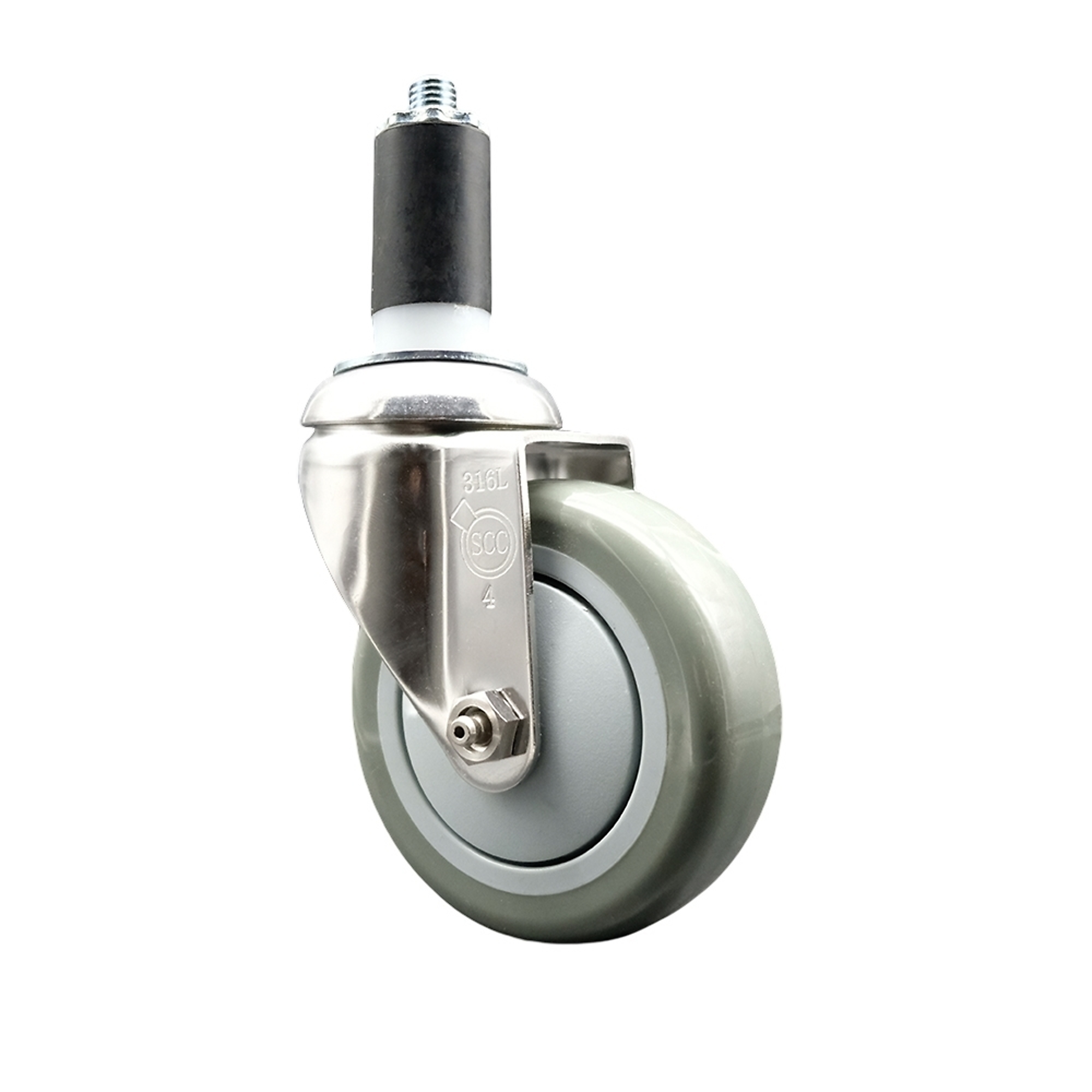 Service Caster, 4Inch x 1 1/4Inch Stem Caster, Wheel Diameter 4 in, Caster Type Swivel, Package (qty.) 1, Model SCC-SS316EX20S414-PPUB-138