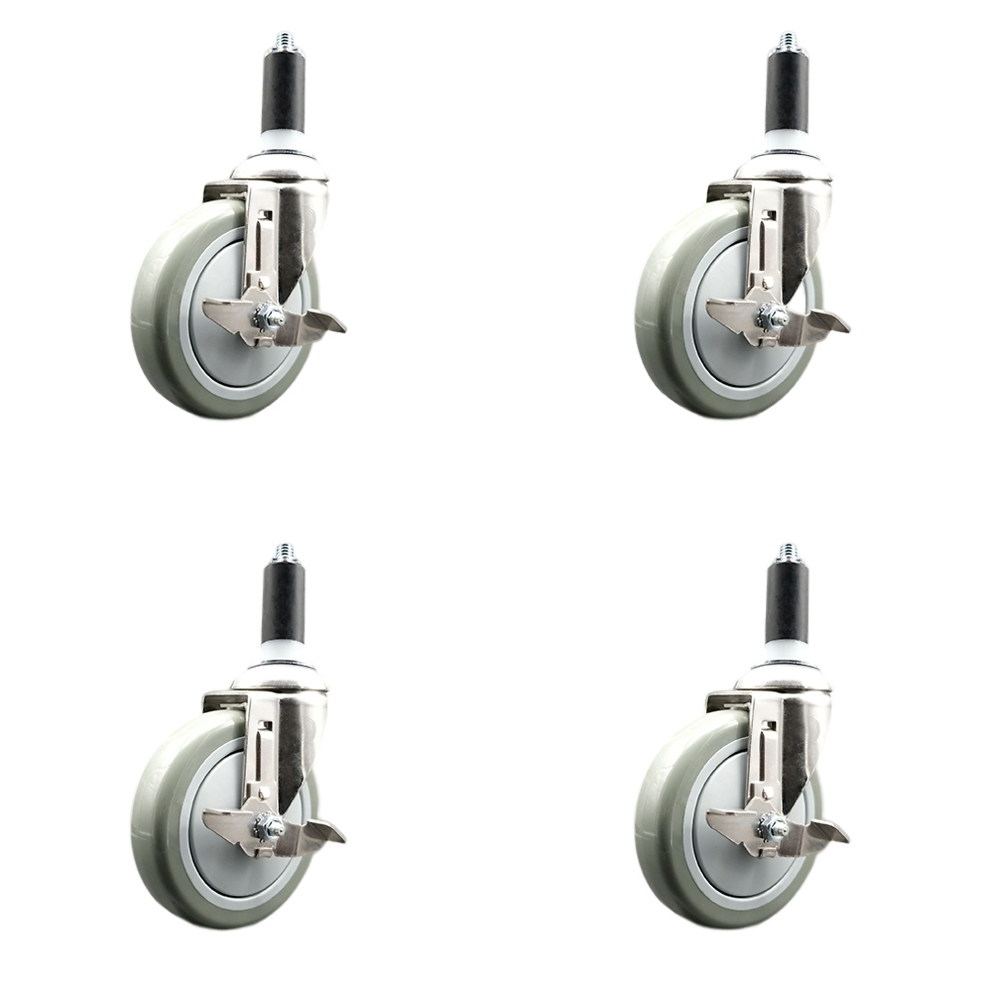 Service Caster, 5Inch x 1 1/4Inch Stem Casters, Wheel Diameter 5 in, Caster Type Swivel, Package (qty.) 4, Model SCC-SS316EX20S514-PPUB-TLB-138-4