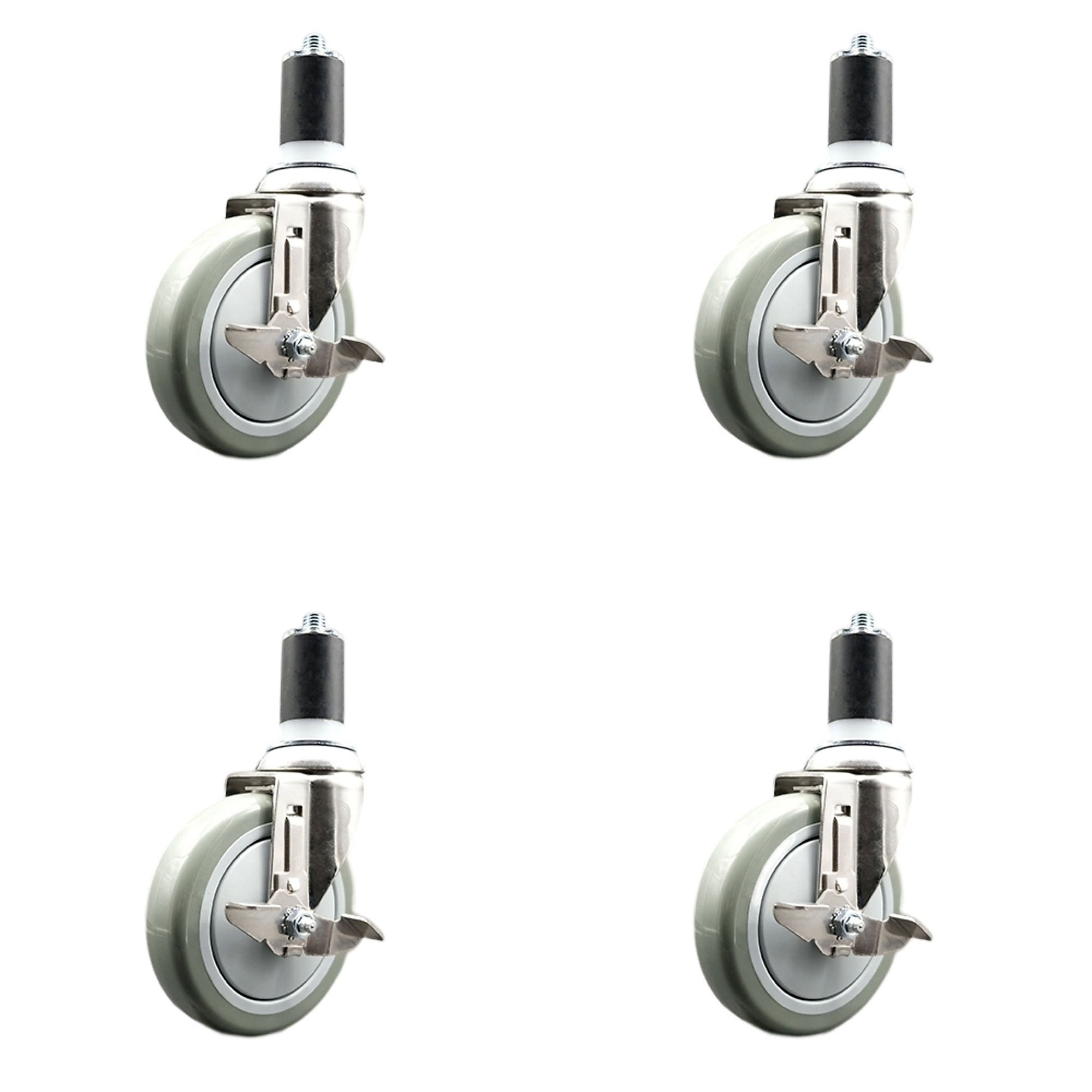 Service Caster, 5Inch x 1 1/4Inch Stem Casters, Wheel Diameter 5 in, Caster Type Swivel, Package (qty.) 4, Model SCC-SS316EX20S514-PPUB-TLB-112-4