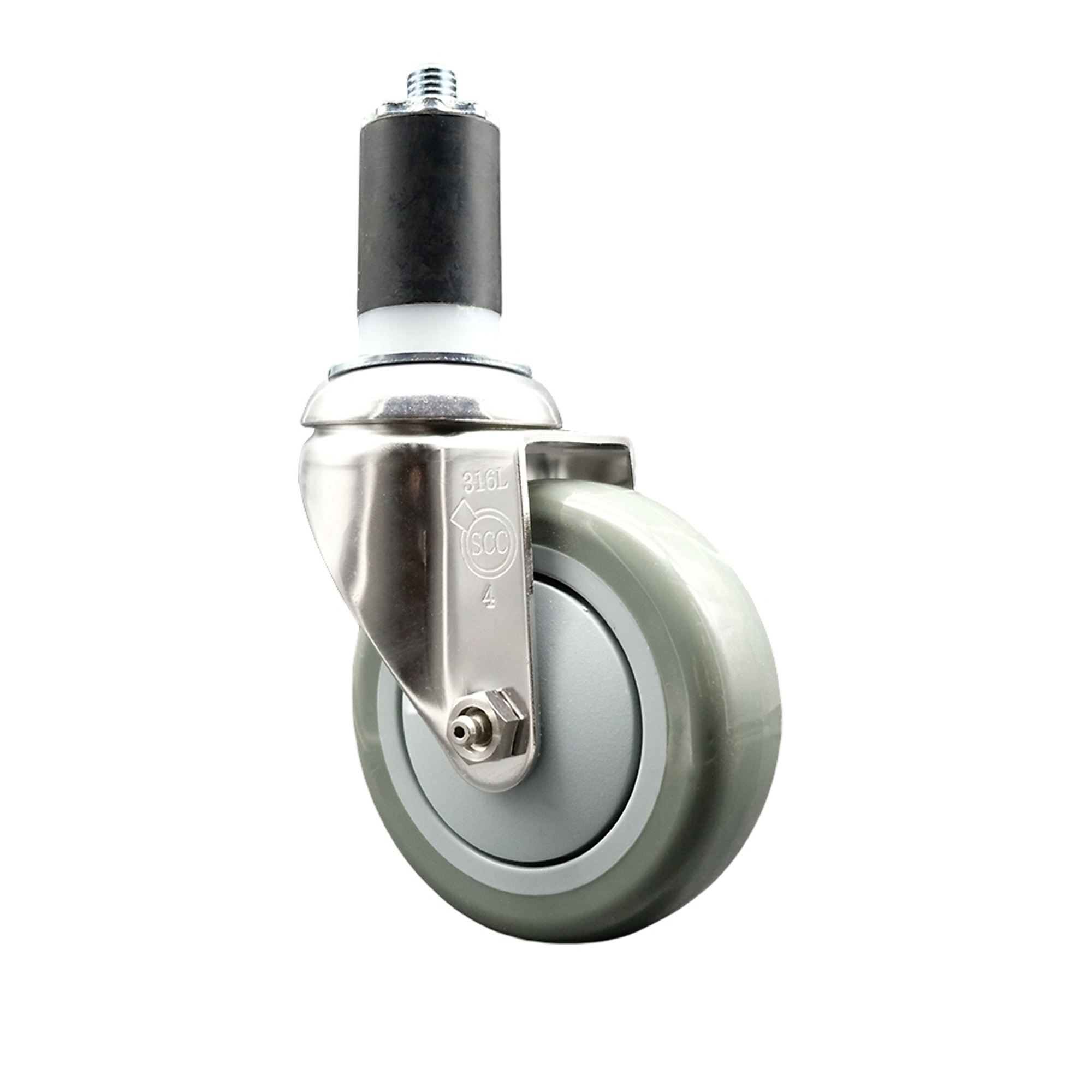 Service Caster, 4Inch x 1 1/4Inch Stem Caster, Wheel Diameter 4 in, Caster Type Swivel, Package (qty.) 1, Model SCC-SS316EX20S414-PPUB-112