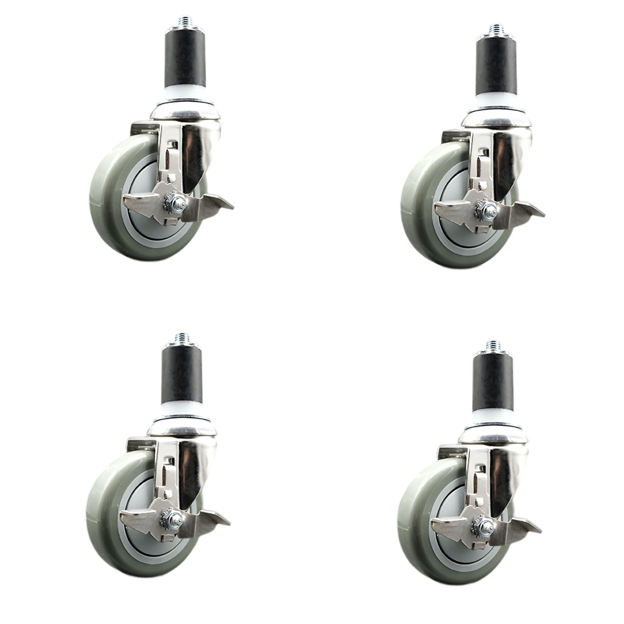 Service Caster, 4Inch x 1 1/4Inch Stem Casters, Wheel Diameter 4 in, Caster Type Swivel, Package (qty.) 4, Model SCC-SS316EX20S414-PPUB-TLB-112-4