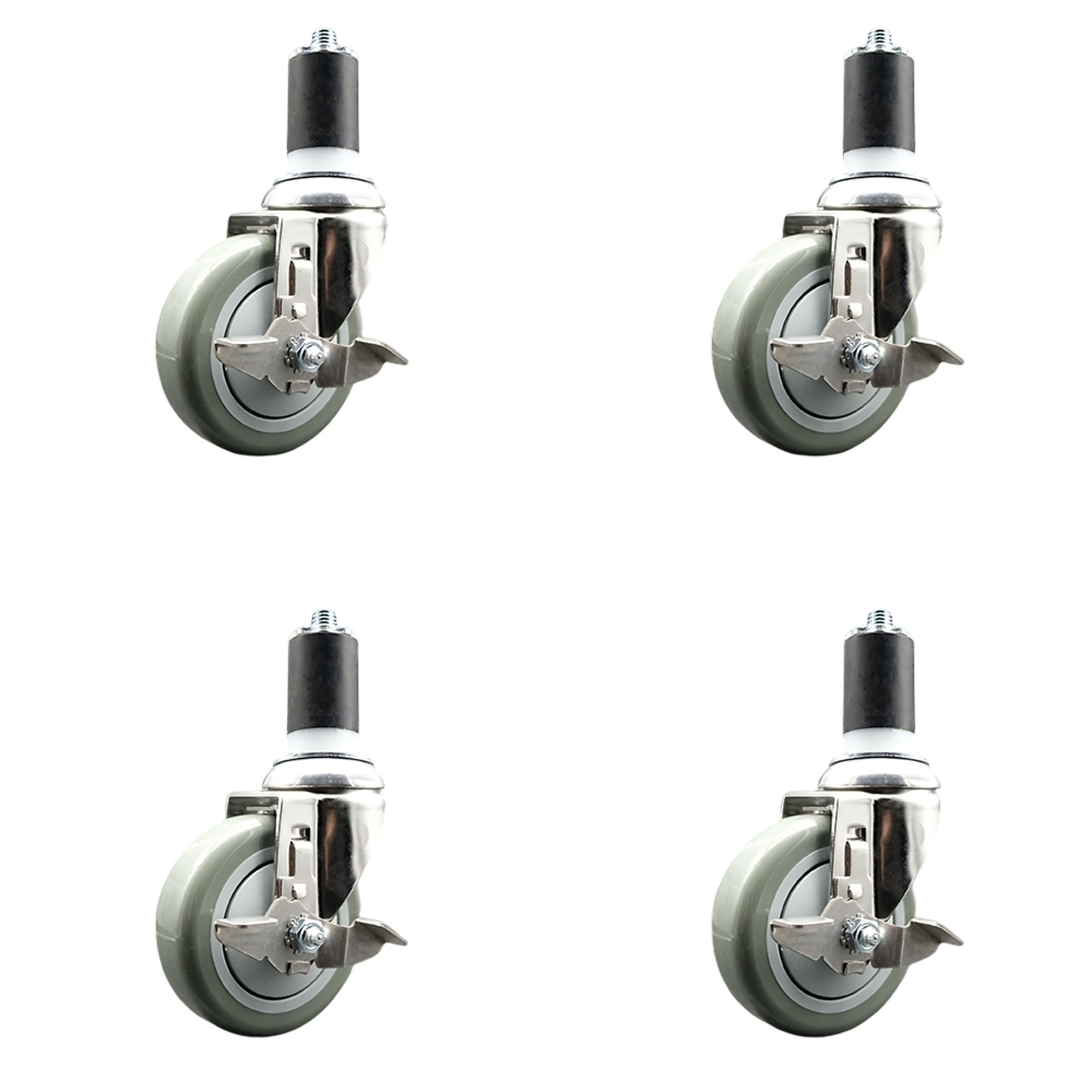 Service Caster, 4Inch x 1 1/4Inch Stem Casters, Wheel Diameter 4 in, Caster Type Swivel, Package (qty.) 4, Model SCC-SS316EX20S414-PPUB-TLB-158-4