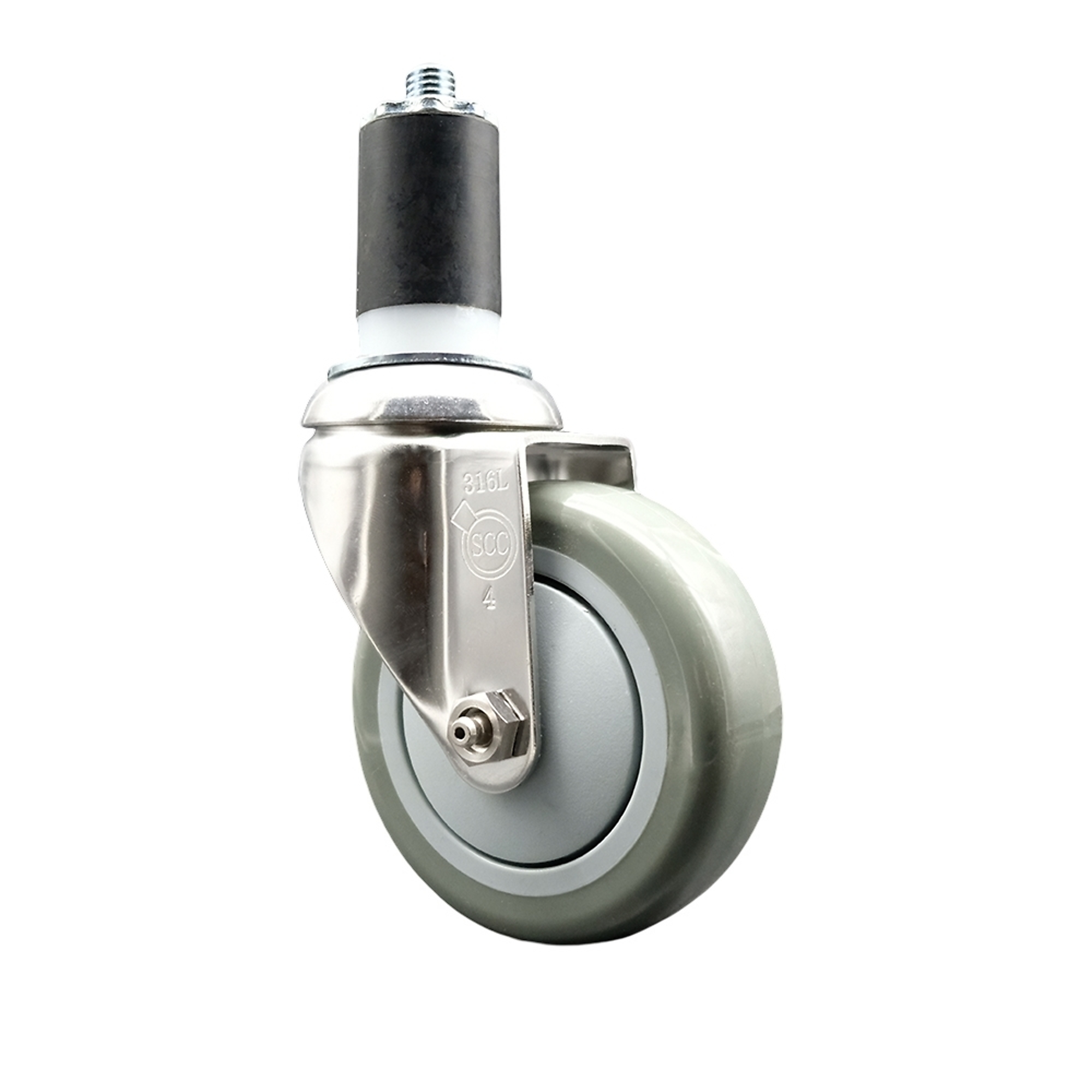 Service Caster, 4Inch x 1 1/4Inch Stem Caster, Wheel Diameter 4 in, Caster Type Swivel, Package (qty.) 1, Model SCC-SS316EX20S414-PPUB-158