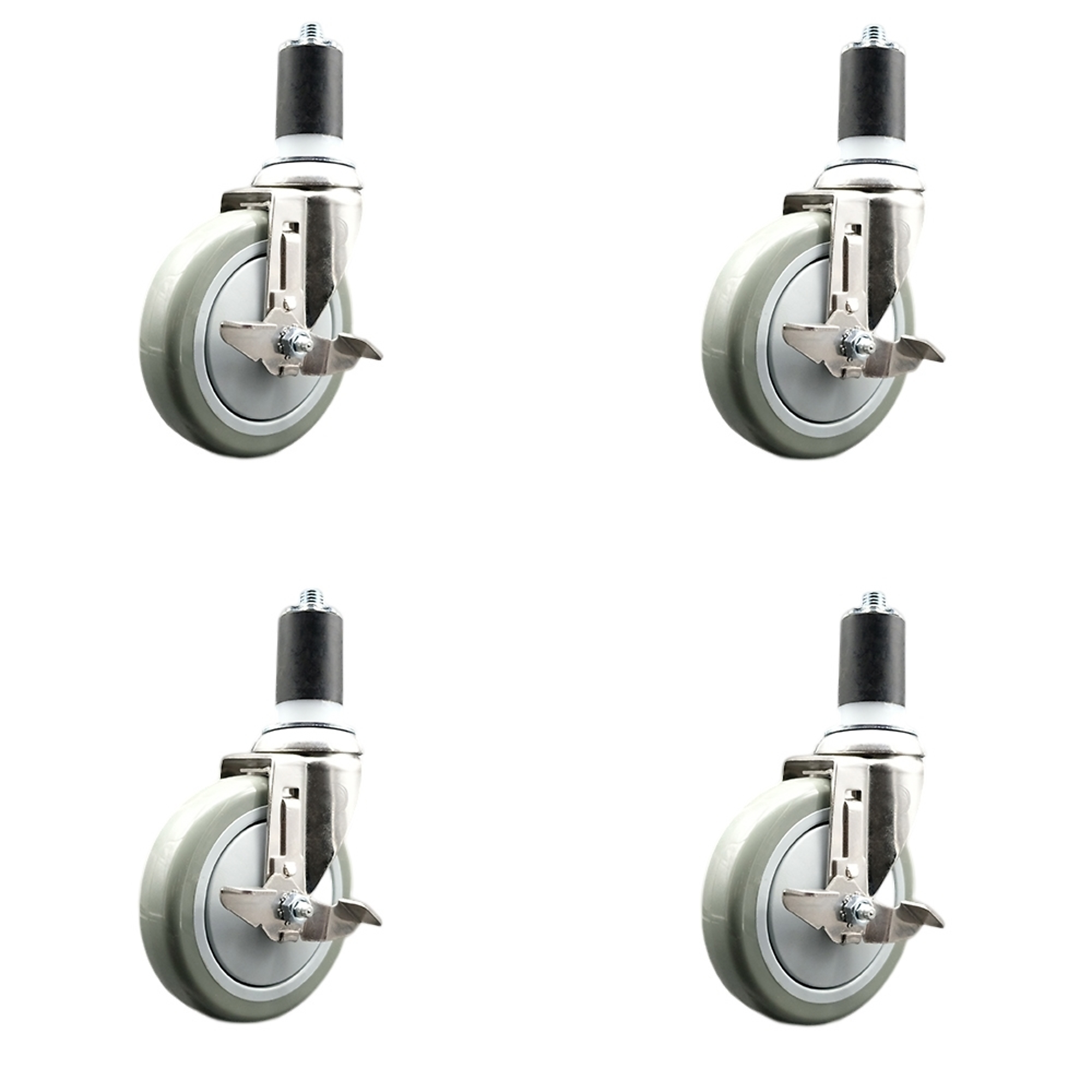 Service Caster, 5Inch x 1 1/4Inch Stem Casters, Wheel Diameter 5 in, Caster Type Swivel, Package (qty.) 4, Model SCC-SS316EX20S514-PPUB-TLB-158-4