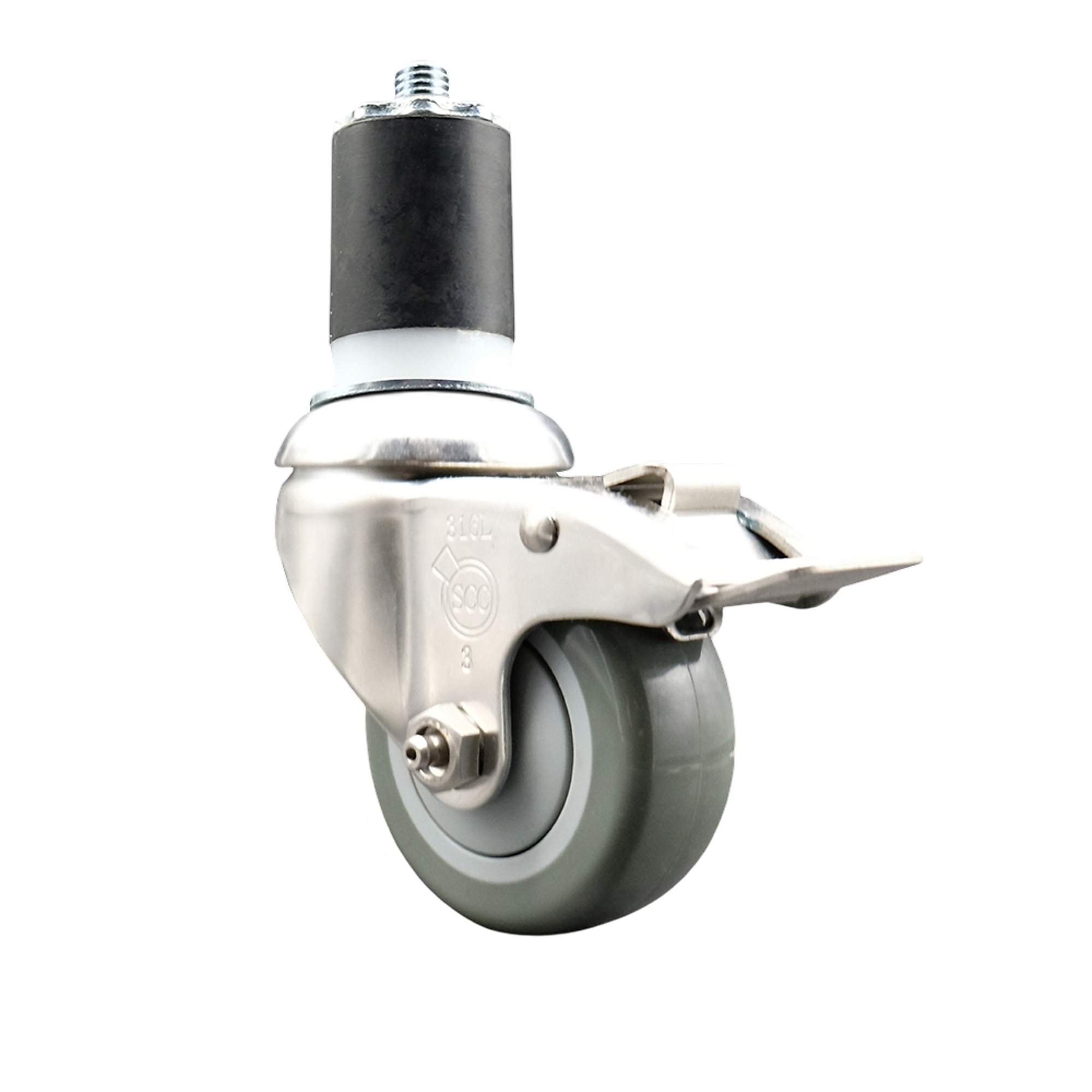 Service Caster, 3Inch x 1 1/4Inch Stem Caster, Wheel Diameter 3 in, Caster Type Swivel, Package (qty.) 1, Model SCC-SS316TTLEX20S314-PPUB-134