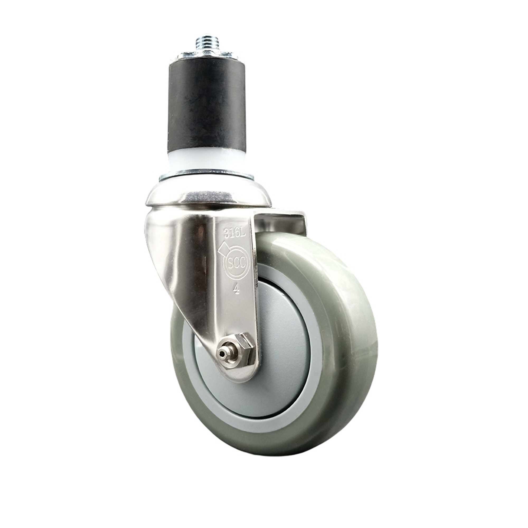 Service Caster, 4Inch x 1 1/4Inch Stem Caster, Wheel Diameter 4 in, Caster Type Swivel, Package (qty.) 1, Model SCC-SS316EX20S414-PPUB-134