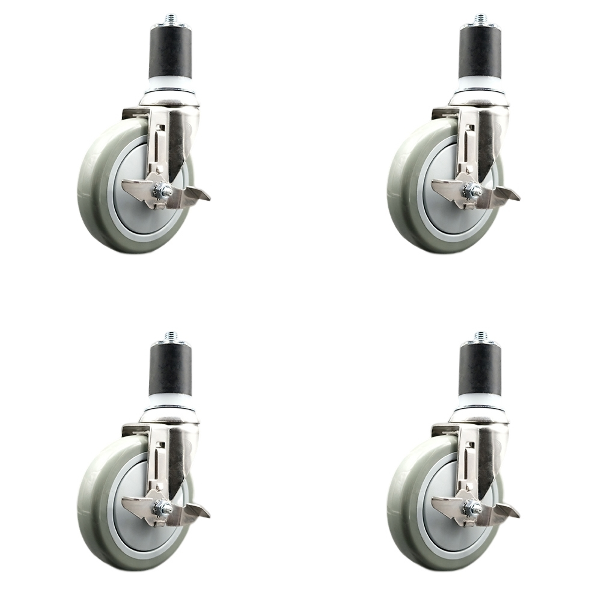 Service Caster, 5Inch x 1 1/4Inch Stem Casters, Wheel Diameter 5 in, Caster Type Swivel, Package (qty.) 4, Model SCC-SS316EX20S514-PPUB-TLB-134-4