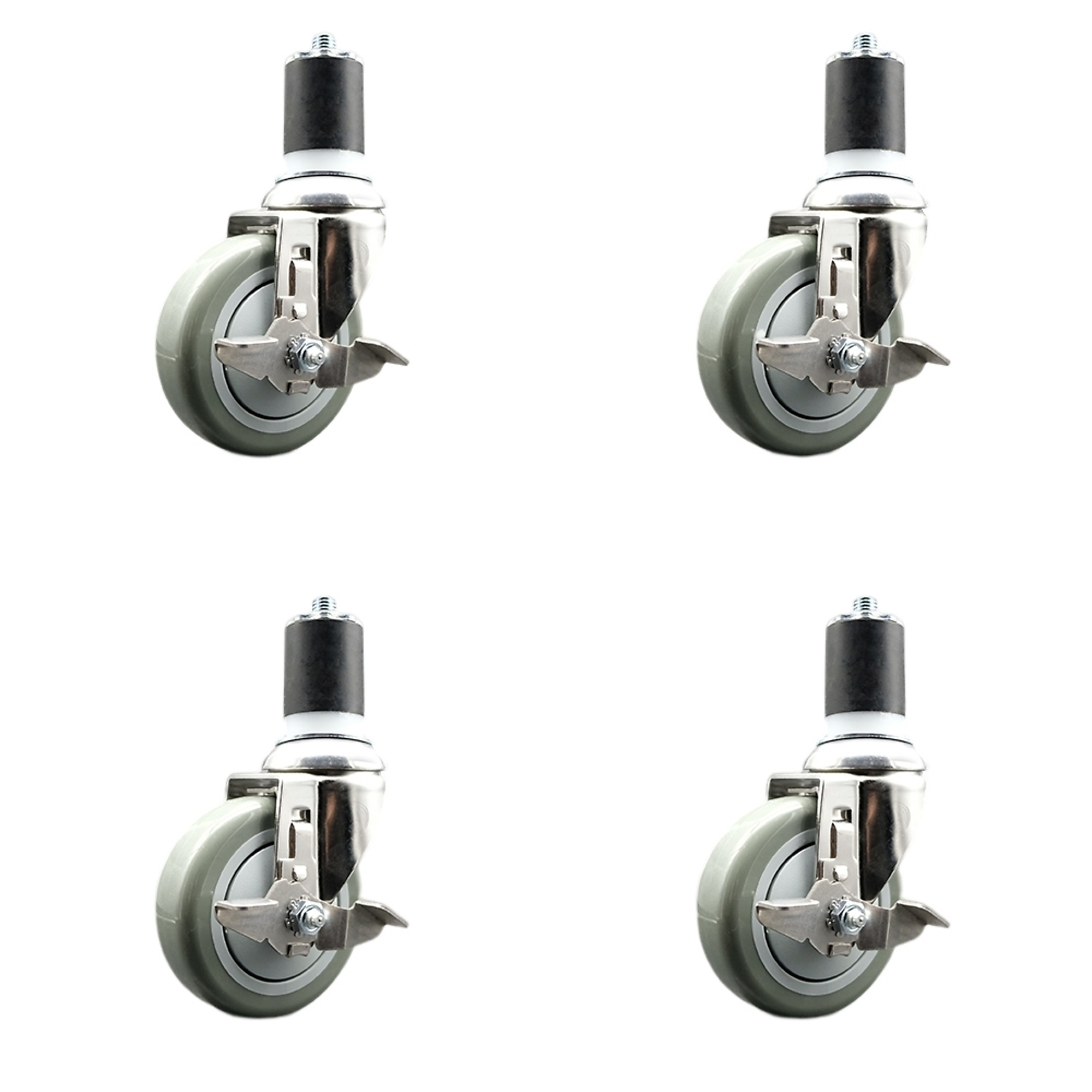 Service Caster, 4Inch x 1 1/4Inch Stem Casters, Wheel Diameter 4 in, Caster Type Swivel, Package (qty.) 4, Model SCC-SS316EX20S414-PPUB-TLB-134-4