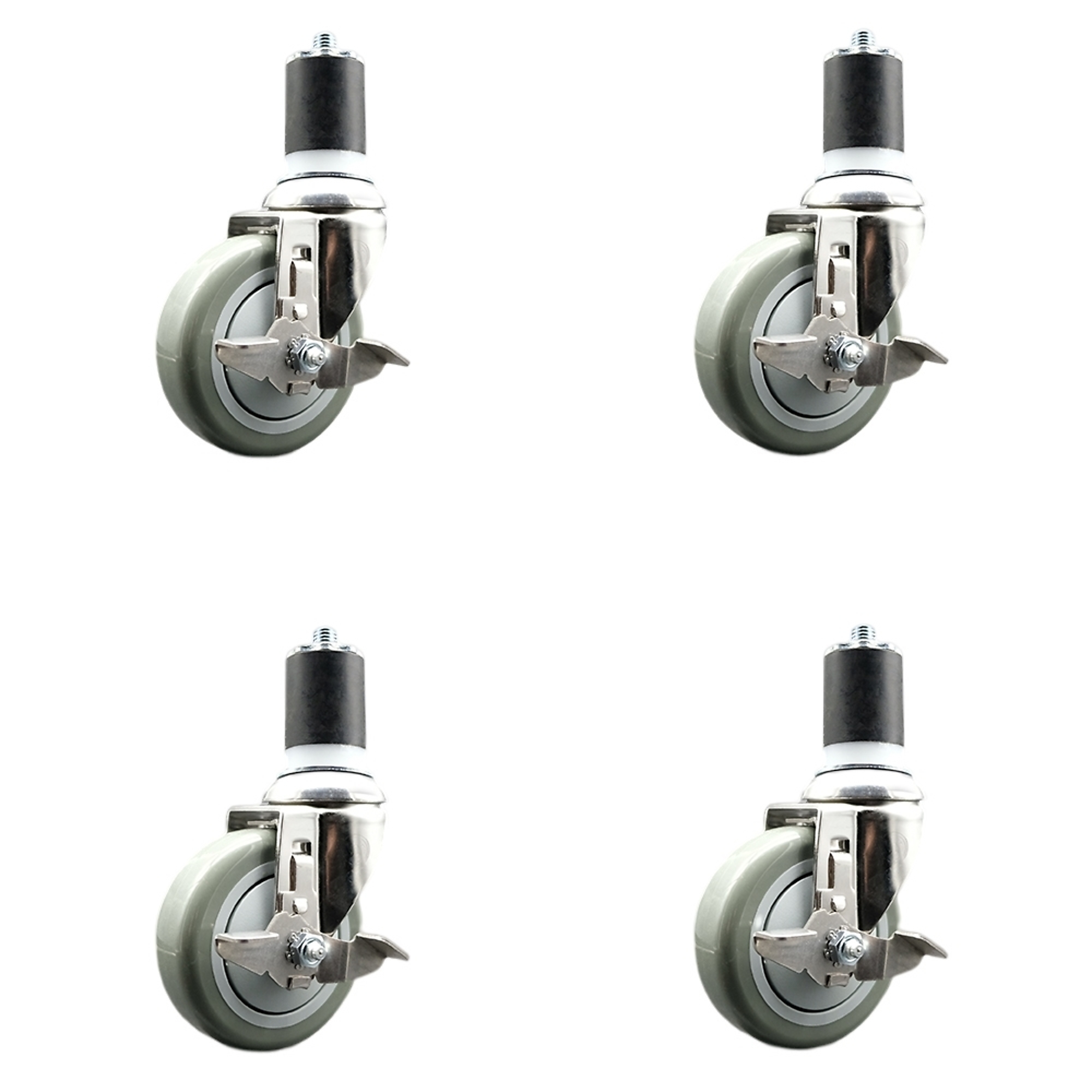 Service Caster, 4Inch x 1 1/4Inch Stem Casters, Wheel Diameter 4 in, Caster Type Swivel, Package (qty.) 4, Model SCC-SS316EX20S414-PPUB-TLB-178-4