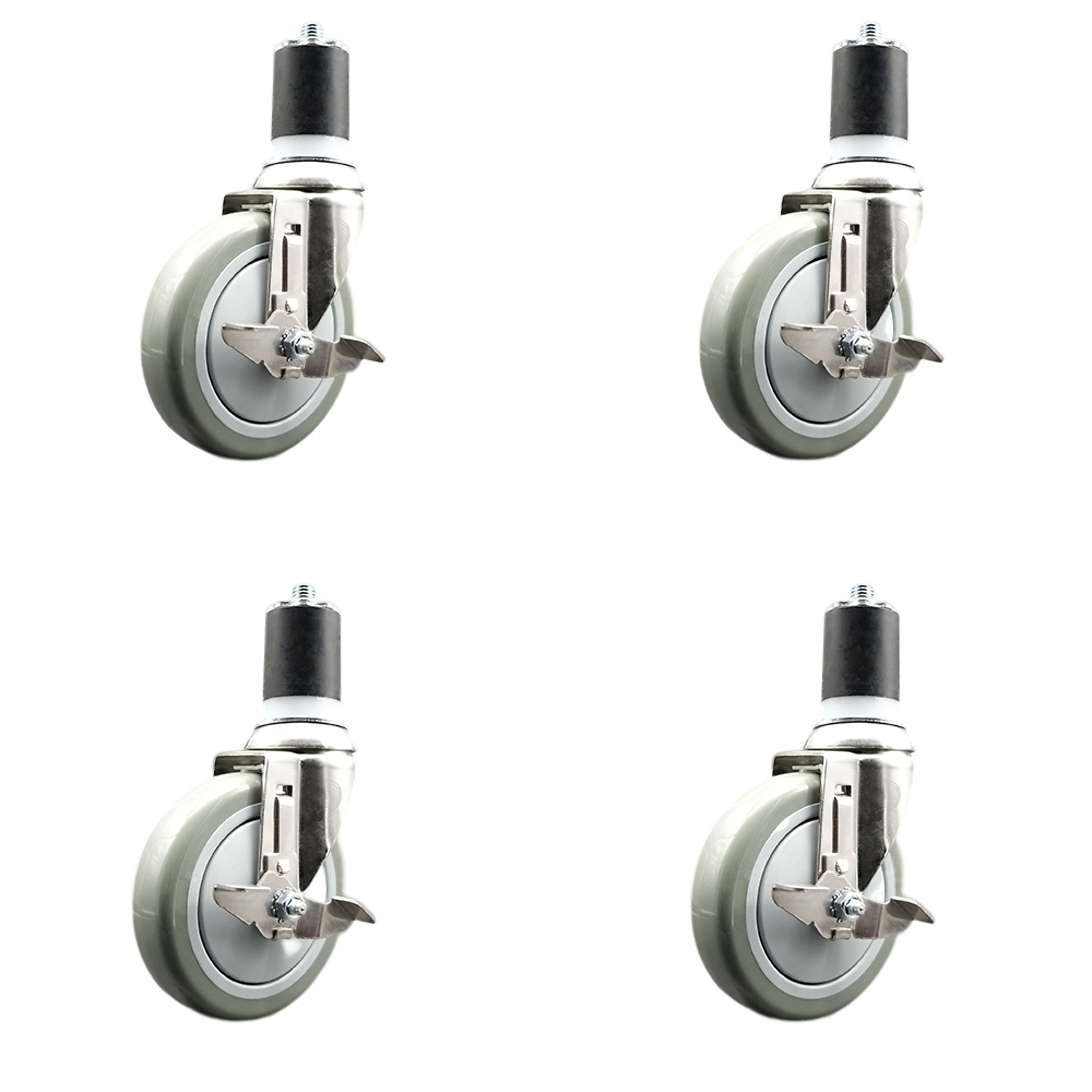 Service Caster, 5Inch x 1 1/4Inch Stem Casters, Wheel Diameter 5 in, Caster Type Swivel, Package (qty.) 4, Model SCC-SS316EX20S514-PPUB-TLB-178-4