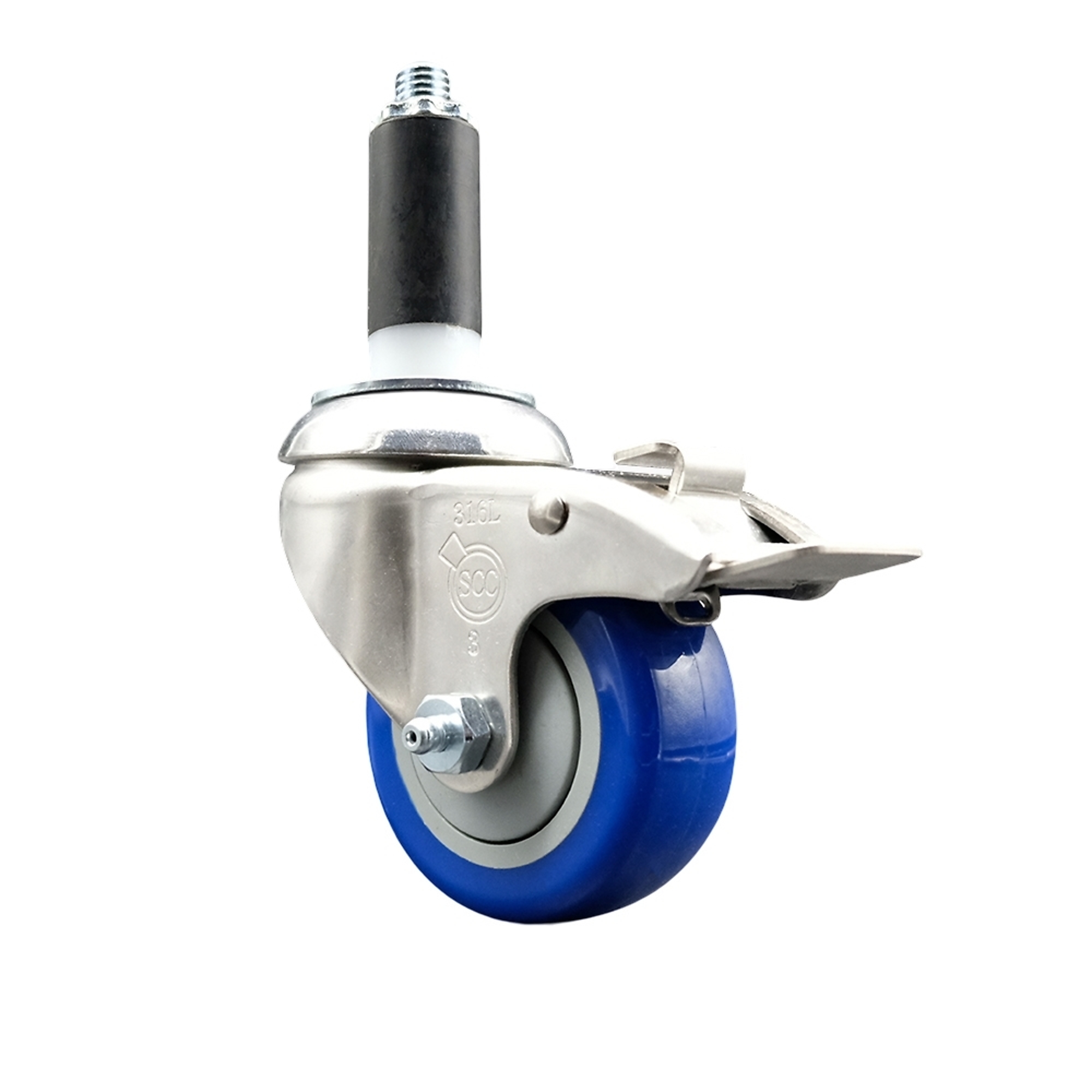 Service Caster, 3Inch x 1 1/4Inch Stem Caster, Wheel Diameter 3 in, Caster Type Swivel, Package (qty.) 1, Model SCC-SS316TTLEX20S314-PPUB-BLUE-1