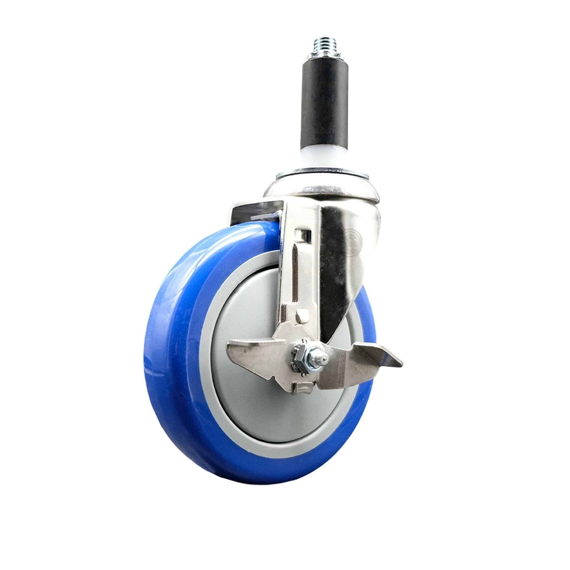 Service Caster, 5Inch x 1 1/4Inch Stem Caster, Wheel Diameter 5 in, Caster Type Swivel, Package (qty.) 1, Model SCC-SS316EX20S514-PPUB-BLUE-TLB-118