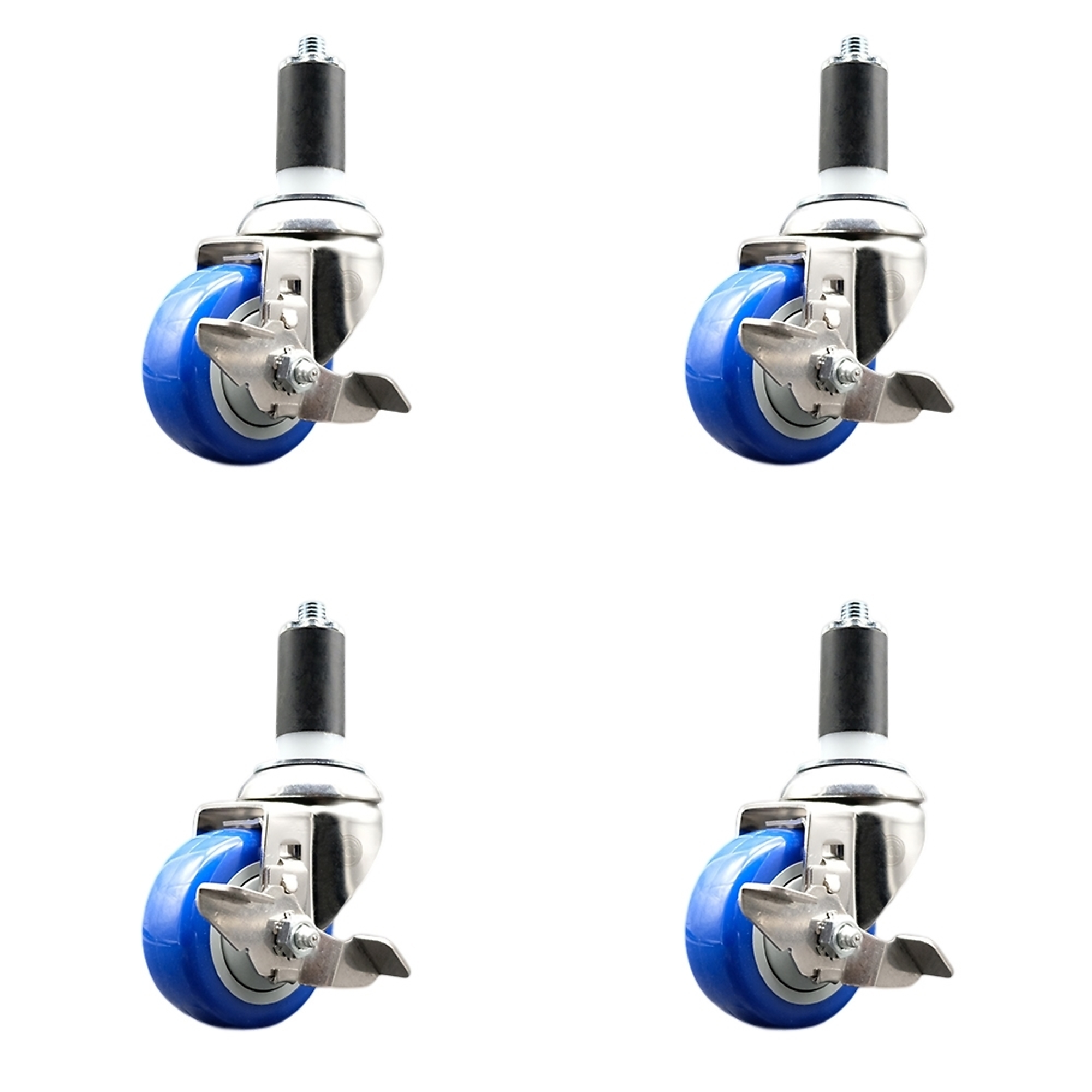 Service Caster, 3Inch x 1 1/4Inch Stem Casters, Wheel Diameter 3 in, Caster Type Swivel, Package (qty.) 4, Model SCC-SS316EX20S314-PPUBBLUE-TLB-138-4