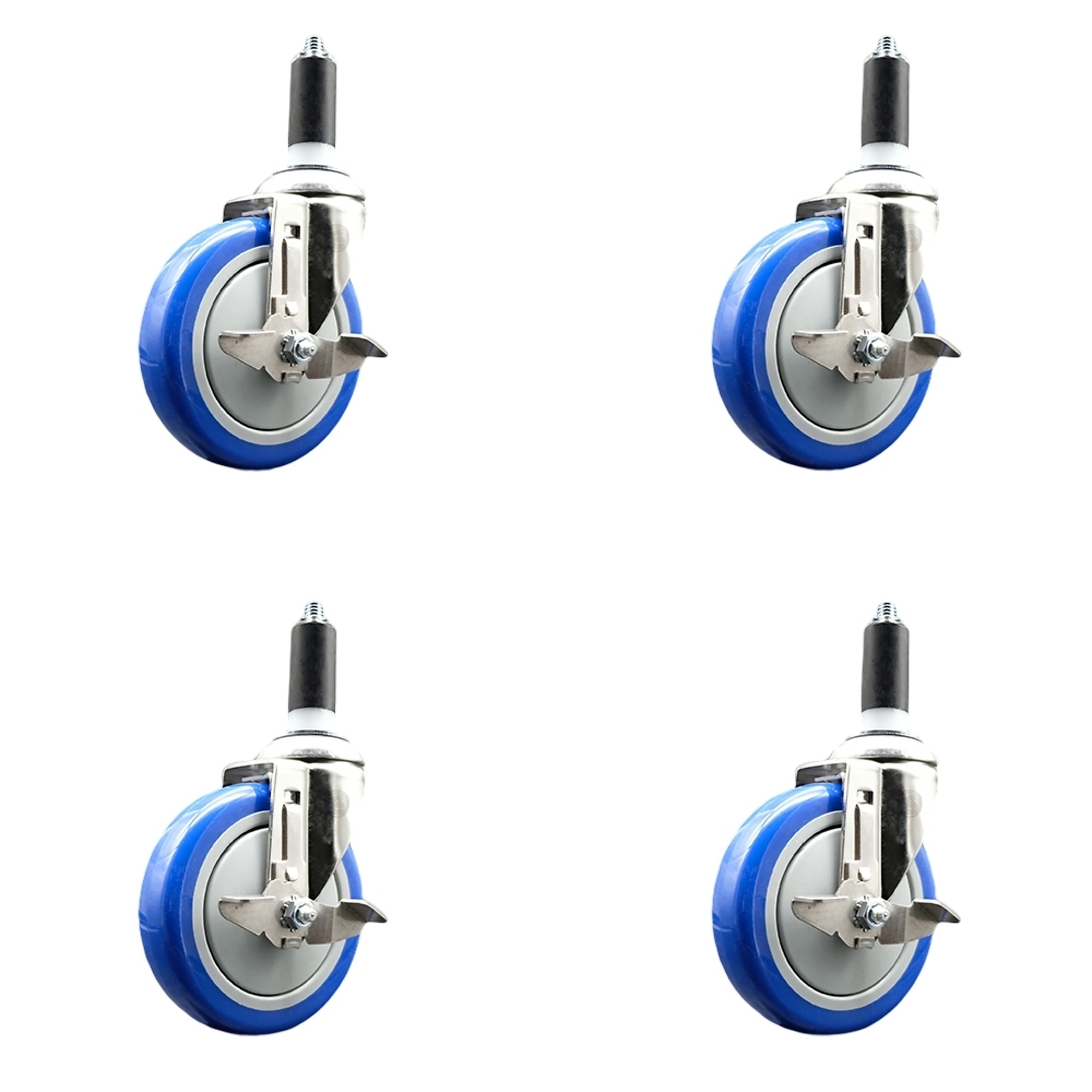 Service Caster, 5Inch x 1 1/4Inch Stem Casters, Wheel Diameter 5 in, Caster Type Swivel, Package (qty.) 4, Model SCC-SS316EX20S514-PPUBBLUE-TLB-138-4