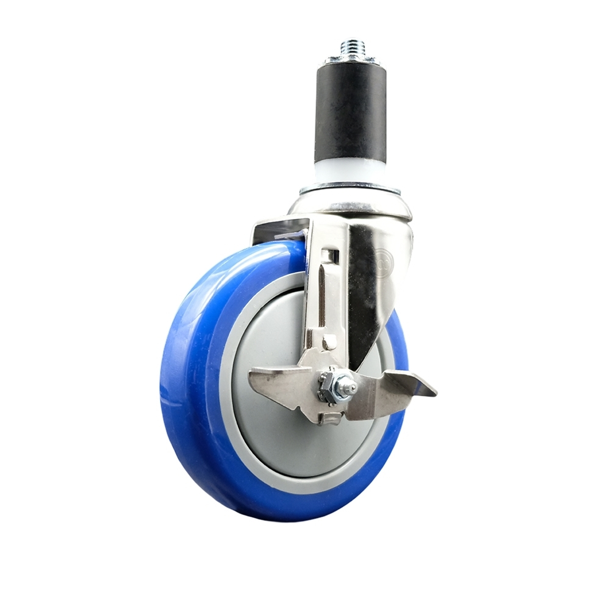 Service Caster, 5Inch x 1 1/4Inch Stem Caster, Wheel Diameter 5 in, Caster Type Swivel, Package (qty.) 1, Model SCC-SS316EX20S514-PPUB-BLUE-TLB-112