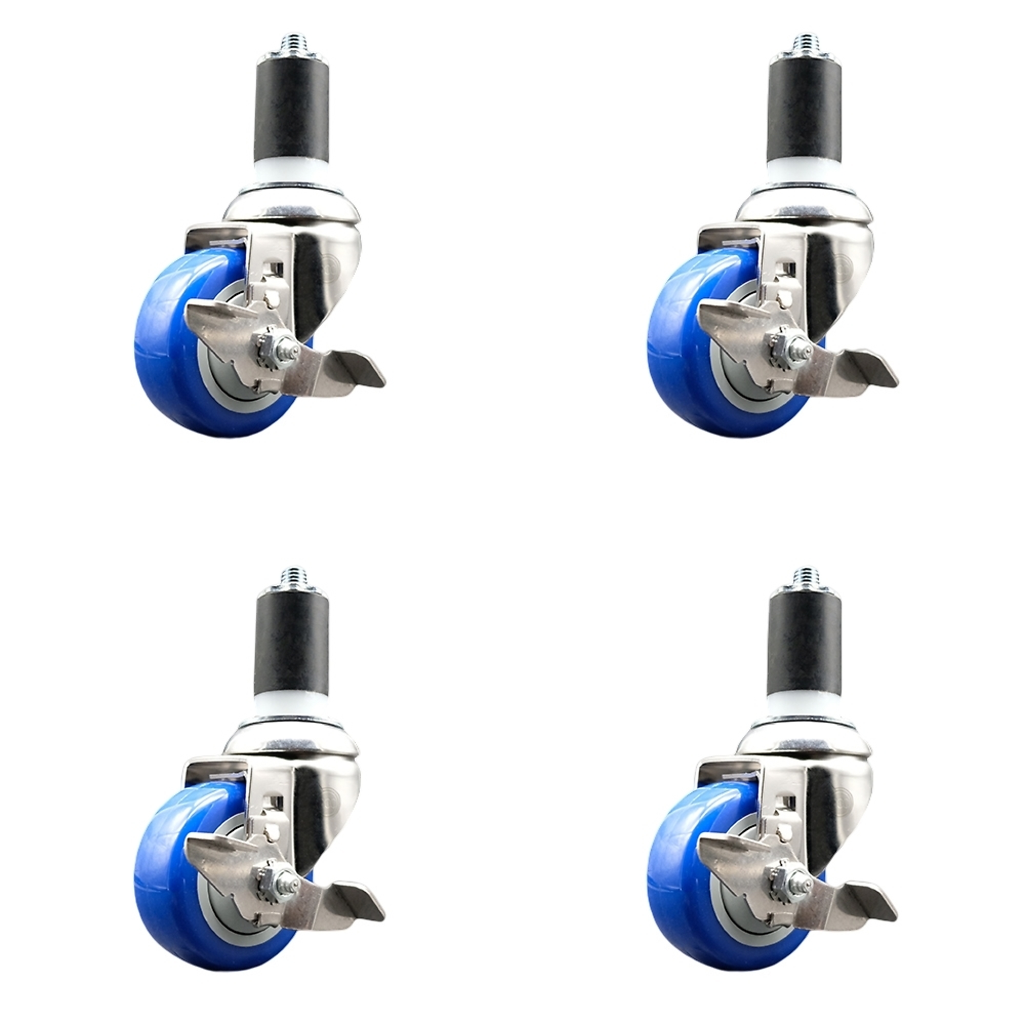 Service Caster, 3Inch x 1 1/4Inch Stem Casters, Wheel Diameter 3 in, Caster Type Swivel, Package (qty.) 4, Model SCC-SS316EX20S314-PPUBBLUE-TLB-158-4