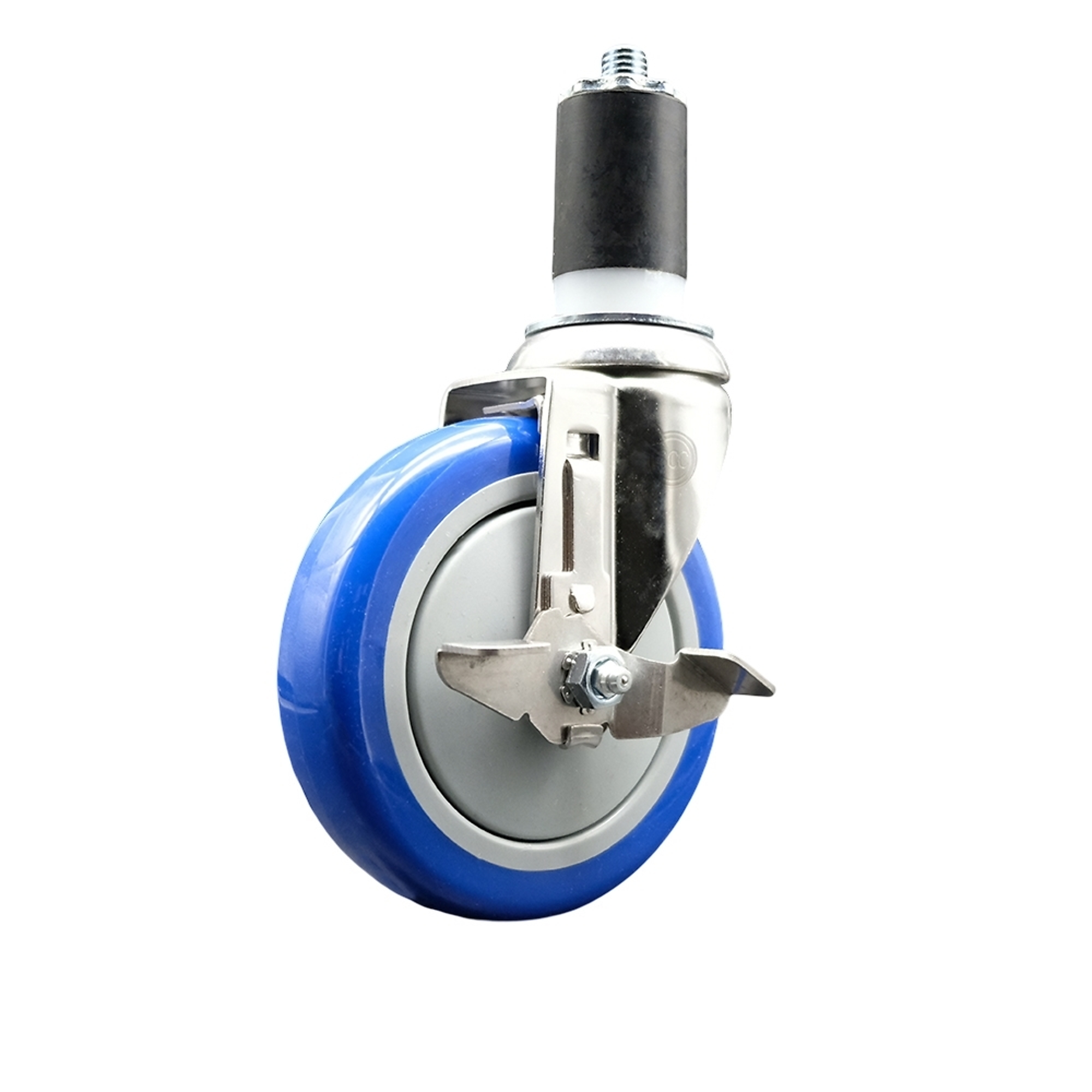 Service Caster, 5Inch x 1 1/4Inch Stem Caster, Wheel Diameter 5 in, Caster Type Swivel, Package (qty.) 1, Model SCC-SS316EX20S514-PPUB-BLUE-TLB-158