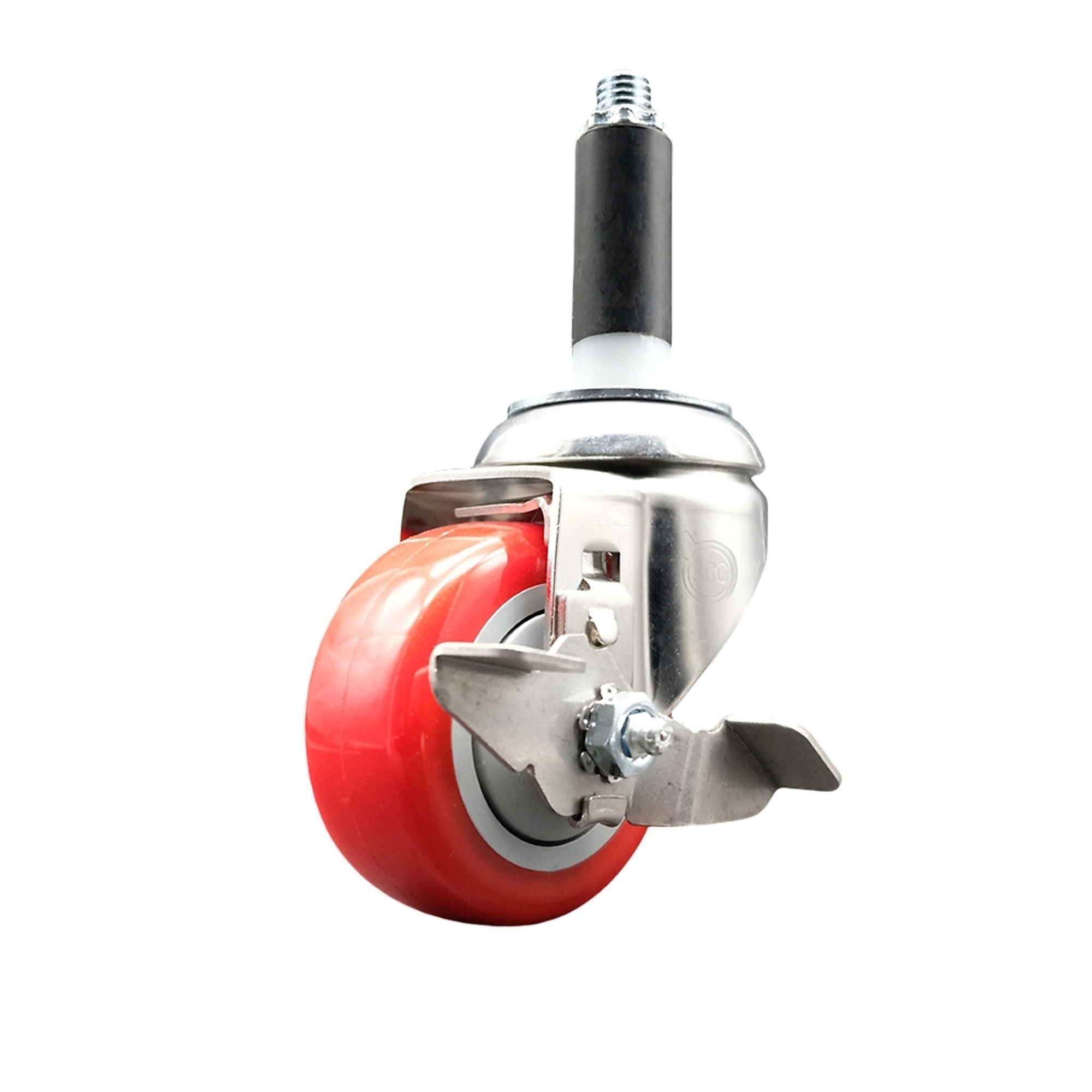 Service Caster, 3Inch x 1 1/4Inch Stem Caster, Wheel Diameter 3 in, Caster Type Swivel, Package (qty.) 1, Model SCC-SS316EX20S314-PPUB-RED-TLB-34