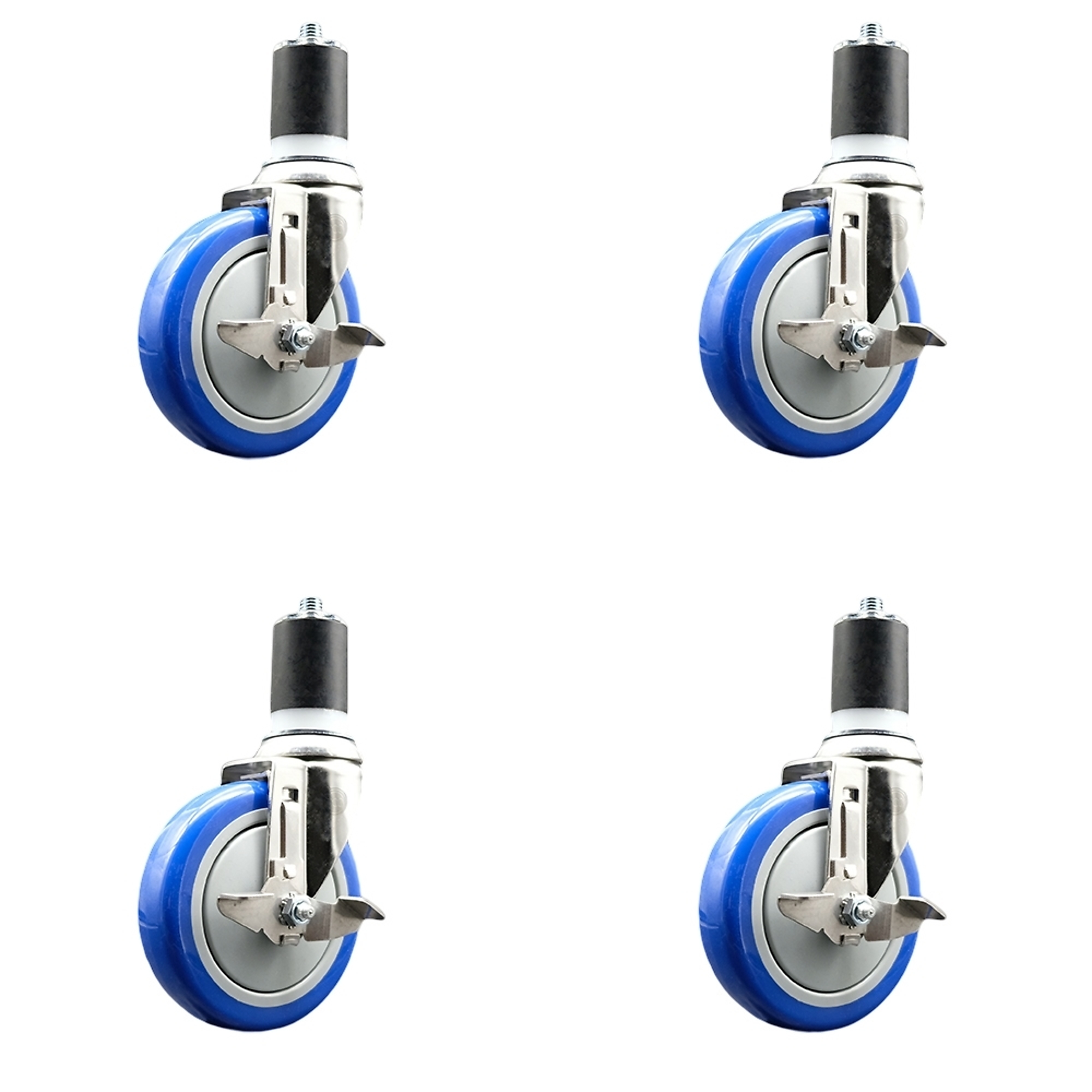 Service Caster, 5Inch x 1 1/4Inch Stem Casters, Wheel Diameter 5 in, Caster Type Swivel, Package (qty.) 4, Model SCC-SS316EX20S514-PPUBBLUE-TLB-178-4