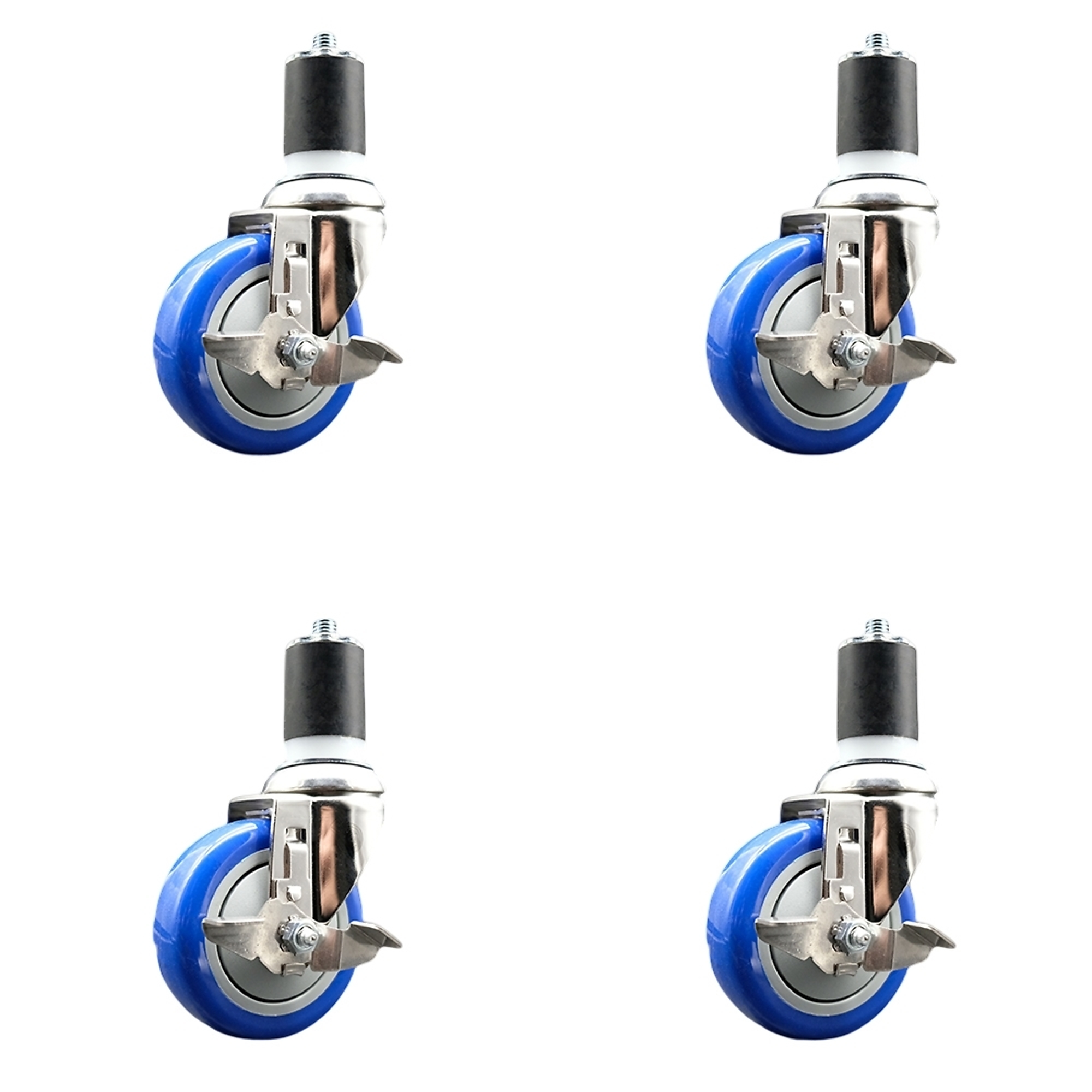 Service Caster, 4Inch x 1 1/4Inch Stem Casters, Wheel Diameter 4 in, Caster Type Swivel, Package (qty.) 4, Model SCC-SS316EX20S414-PPUBBLUE-TLB-178-4