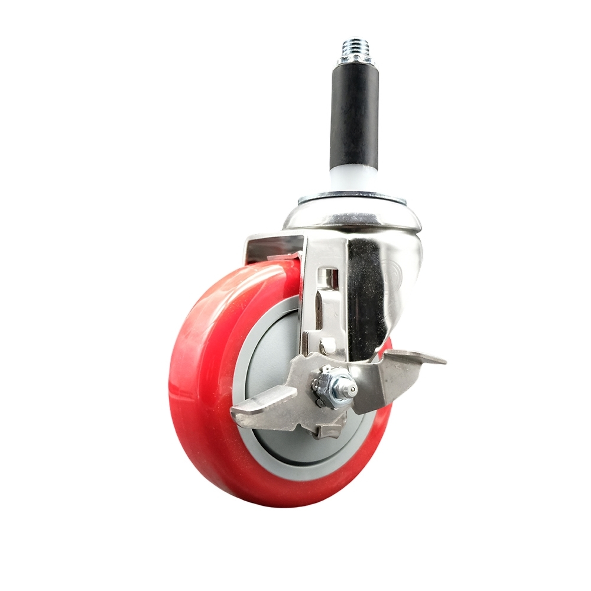 Service Caster, 4Inch x 1 1/4Inch Stem Caster, Wheel Diameter 4 in, Caster Type Swivel, Package (qty.) 1, Model SCC-SS316EX20S414-PPUB-RED-TLB-34