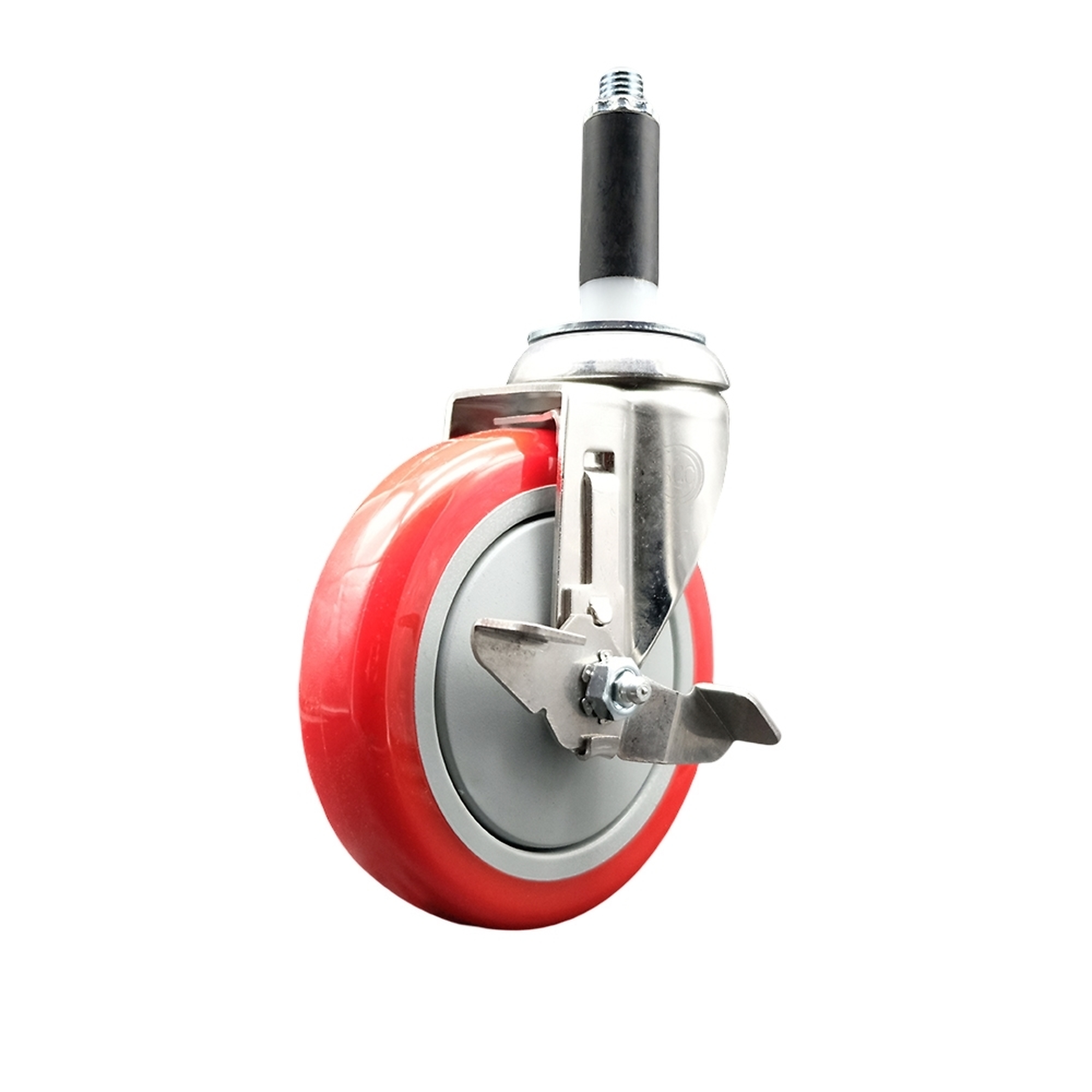 Service Caster, 5Inch x 1 1/4Inch Stem Caster, Wheel Diameter 5 in, Caster Type Swivel, Package (qty.) 1, Model SCC-SS316EX20S514-PPUB-RED-TLB-34