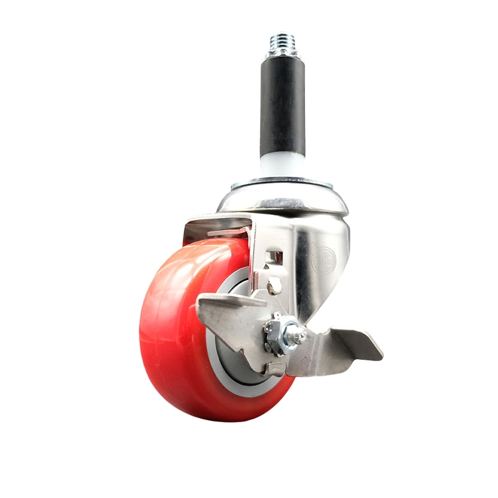 Service Caster, 3Inch x 1 1/4Inch Stem Caster, Wheel Diameter 3 in, Caster Type Swivel, Package (qty.) 1, Model SCC-SS316EX20S314-PPUB-RED-TLB-78