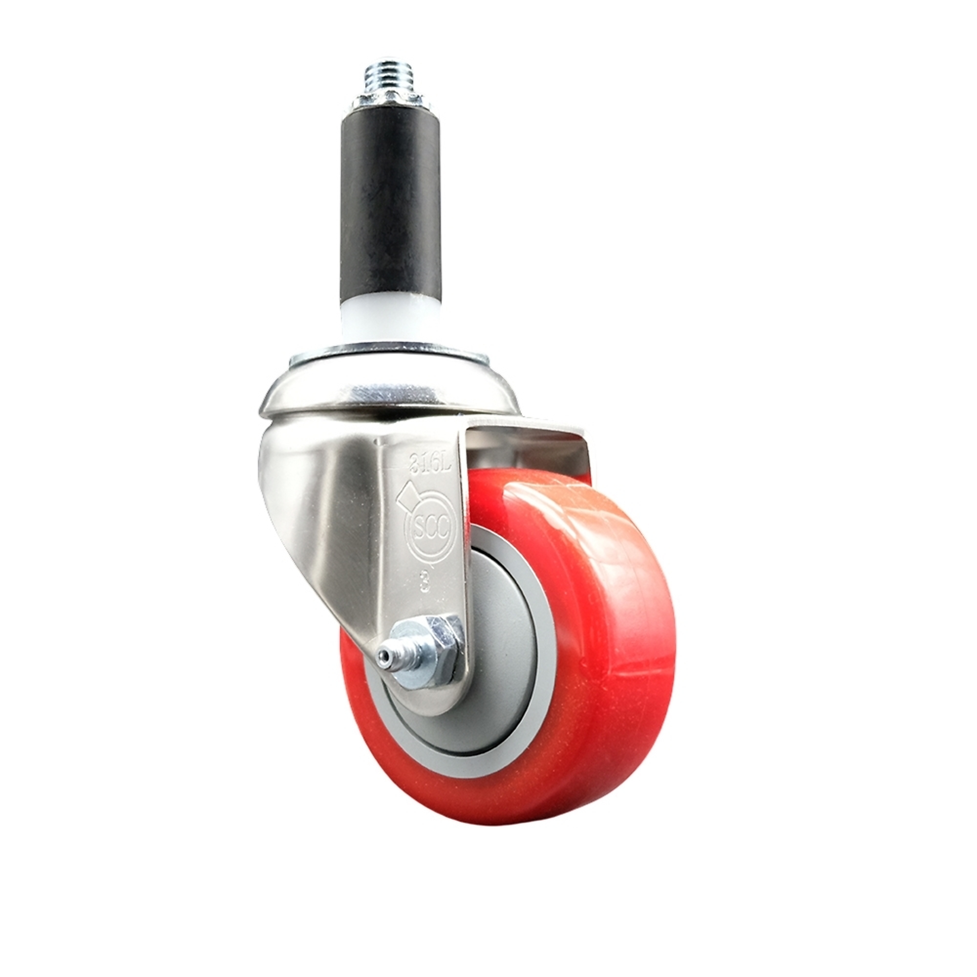 Service Caster, 3 1/2Inch x 1 1/4Inch Stem Caster, Wheel Diameter 3.5 in, Caster Type Swivel, Package (qty.) 1, Model SCC-SS316EX20S3514-PPUB-RED-1