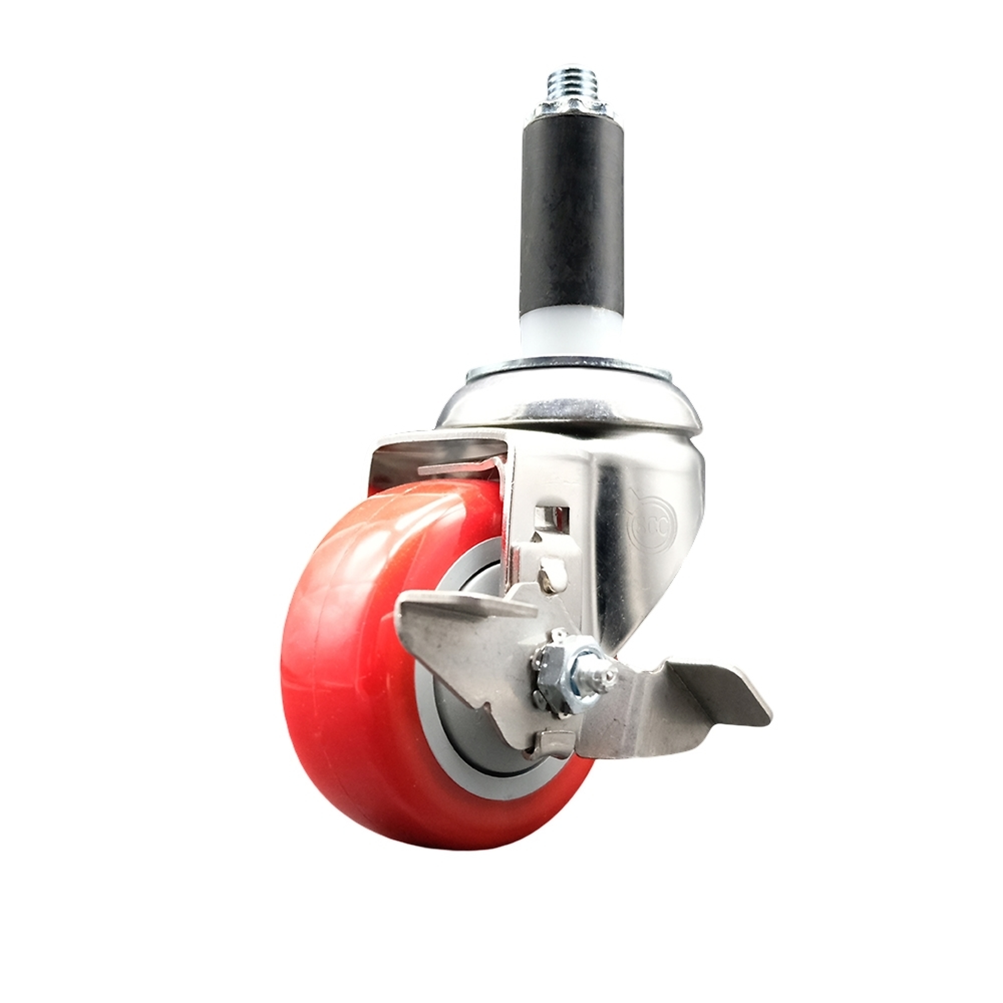 Service Caster, 3Inch x 1 1/4Inch Stem Caster, Wheel Diameter 3 in, Caster Type Swivel, Package (qty.) 1, Model SCC-SS316EX20S314-PPUB-RED-TLB-1