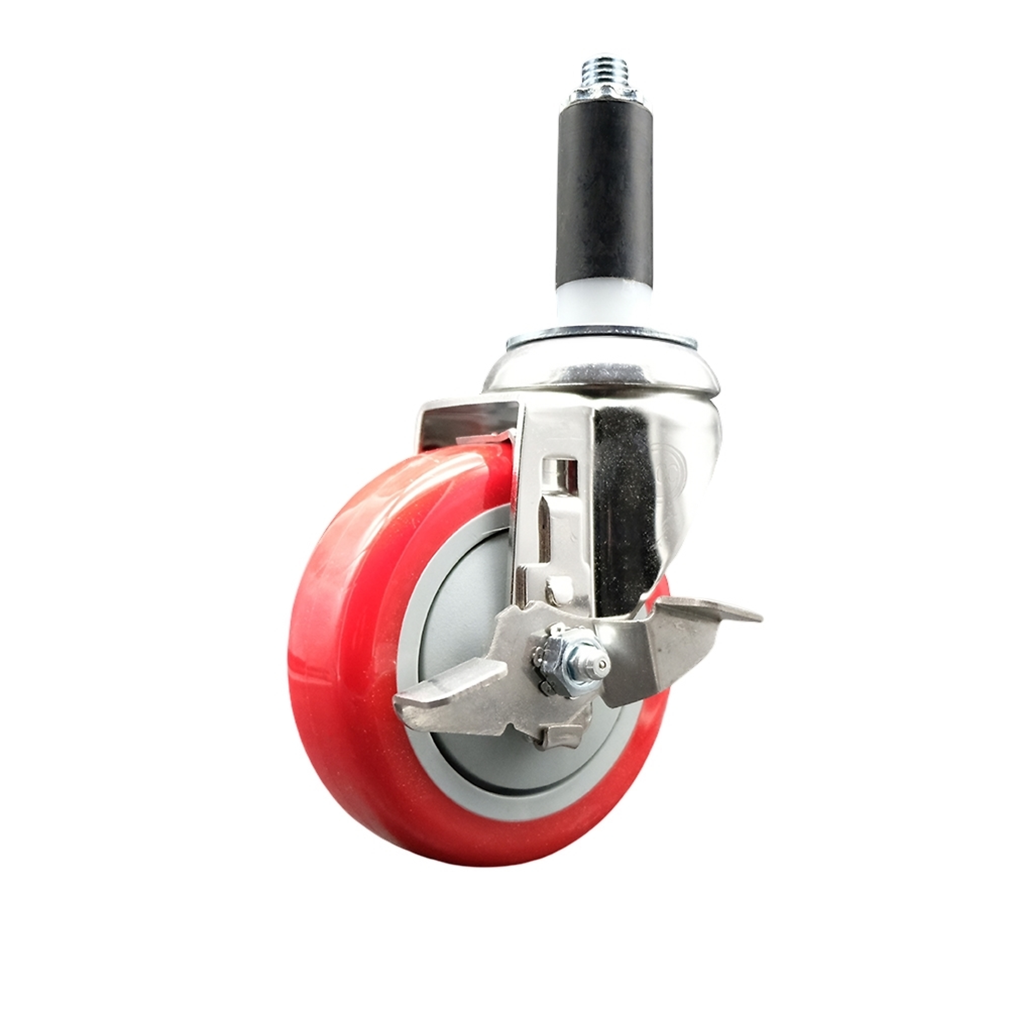 Service Caster, 4Inch x 1 1/4Inch Stem Caster, Wheel Diameter 4 in, Caster Type Swivel, Package (qty.) 1, Model SCC-SS316EX20S414-PPUB-RED-TLB-1