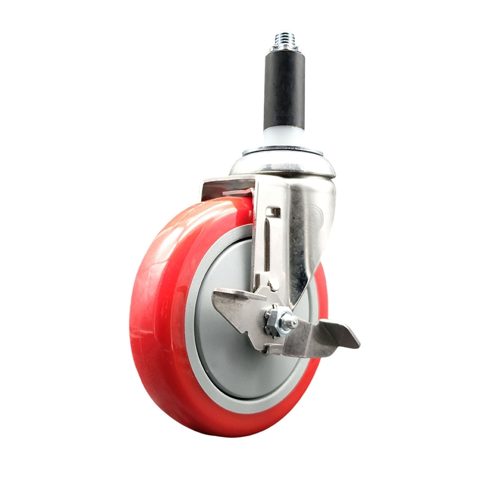 Service Caster, 5Inch x 1 1/4Inch Stem Caster, Wheel Diameter 5 in, Caster Type Swivel, Package (qty.) 1, Model SCC-SS316EX20S514-PPUB-RED-TLB-1