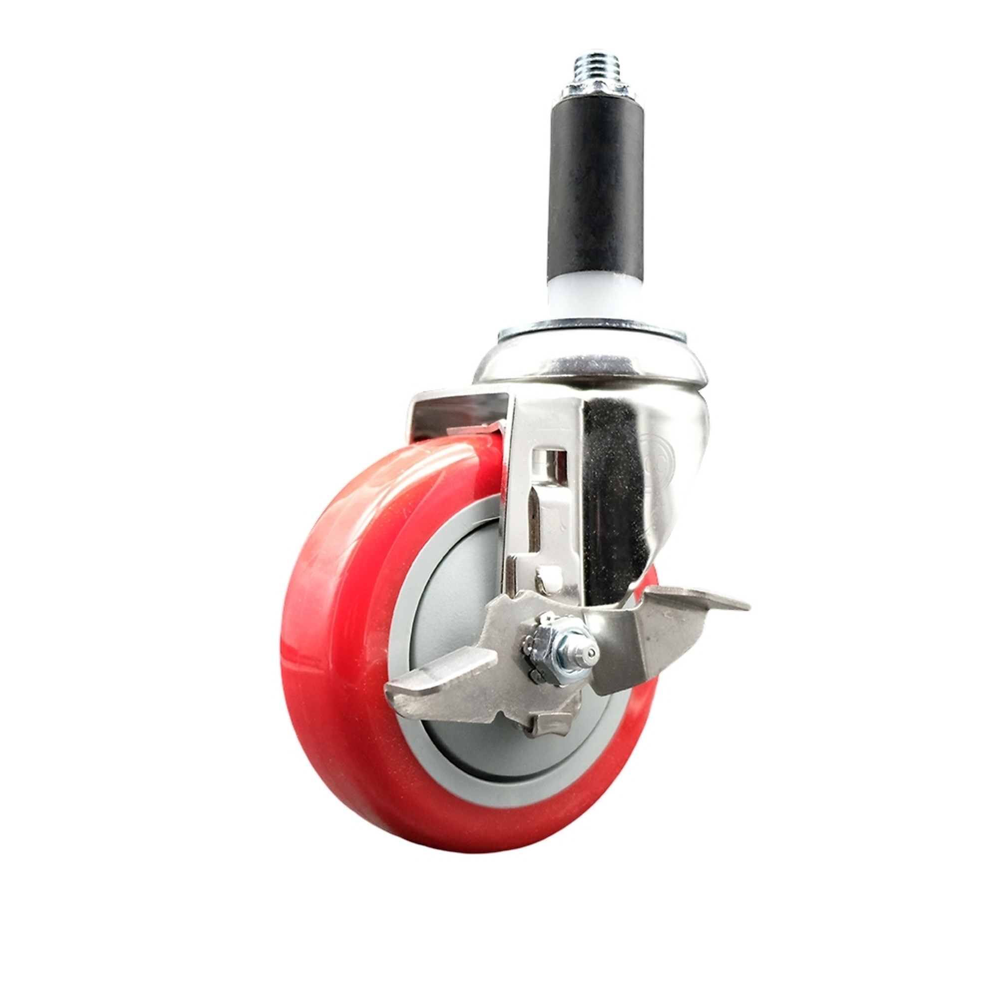 Service Caster, 4Inch x 1 1/4Inch Stem Caster, Wheel Diameter 4 in, Caster Type Swivel, Package (qty.) 1, Model SCC-SS316EX20S414-PPUB-RED-TLB-118