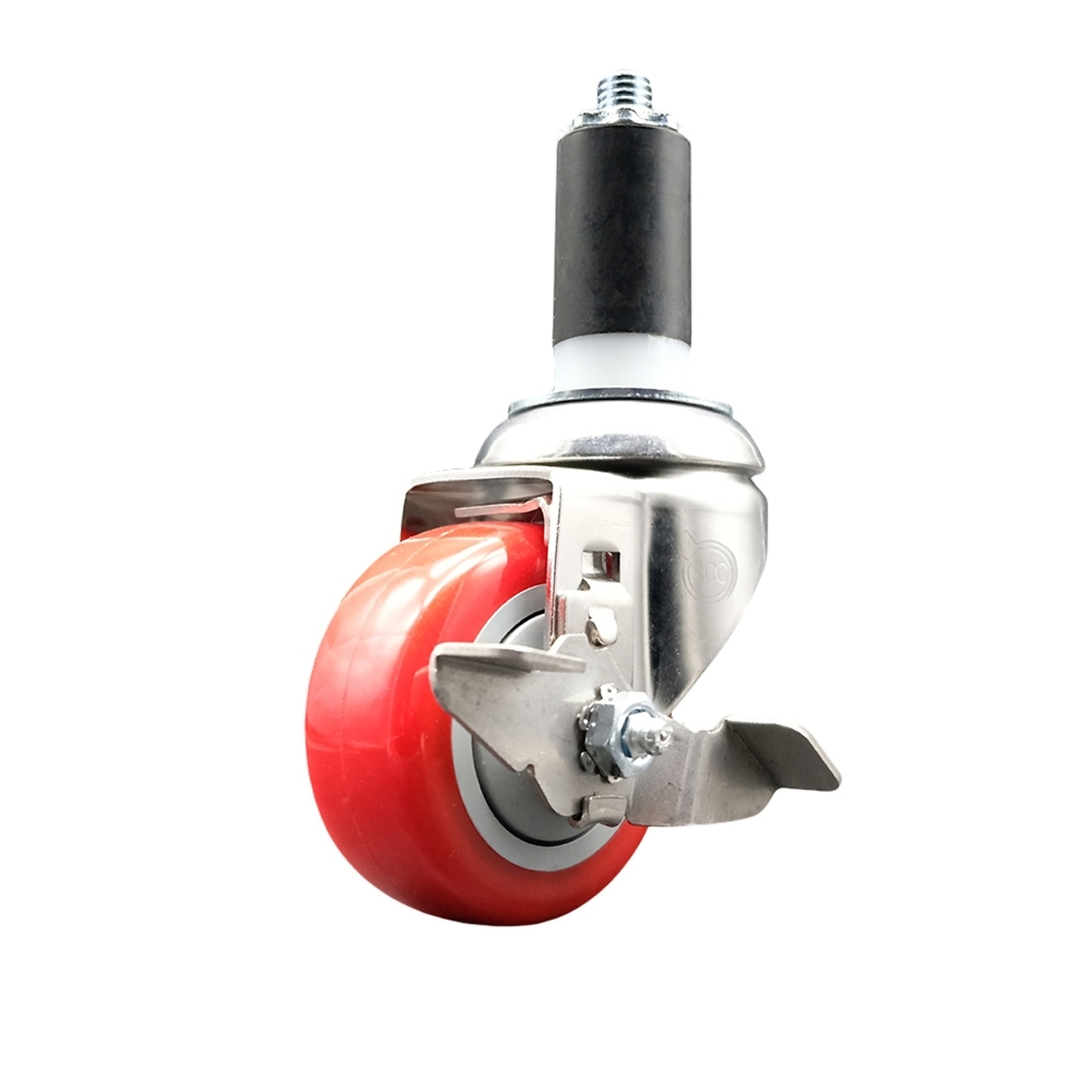 Service Caster, 3Inch x 1 1/4Inch Stem Caster, Wheel Diameter 3 in, Caster Type Swivel, Package (qty.) 1, Model SCC-SS316EX20S314-PPUB-RED-TLB-114