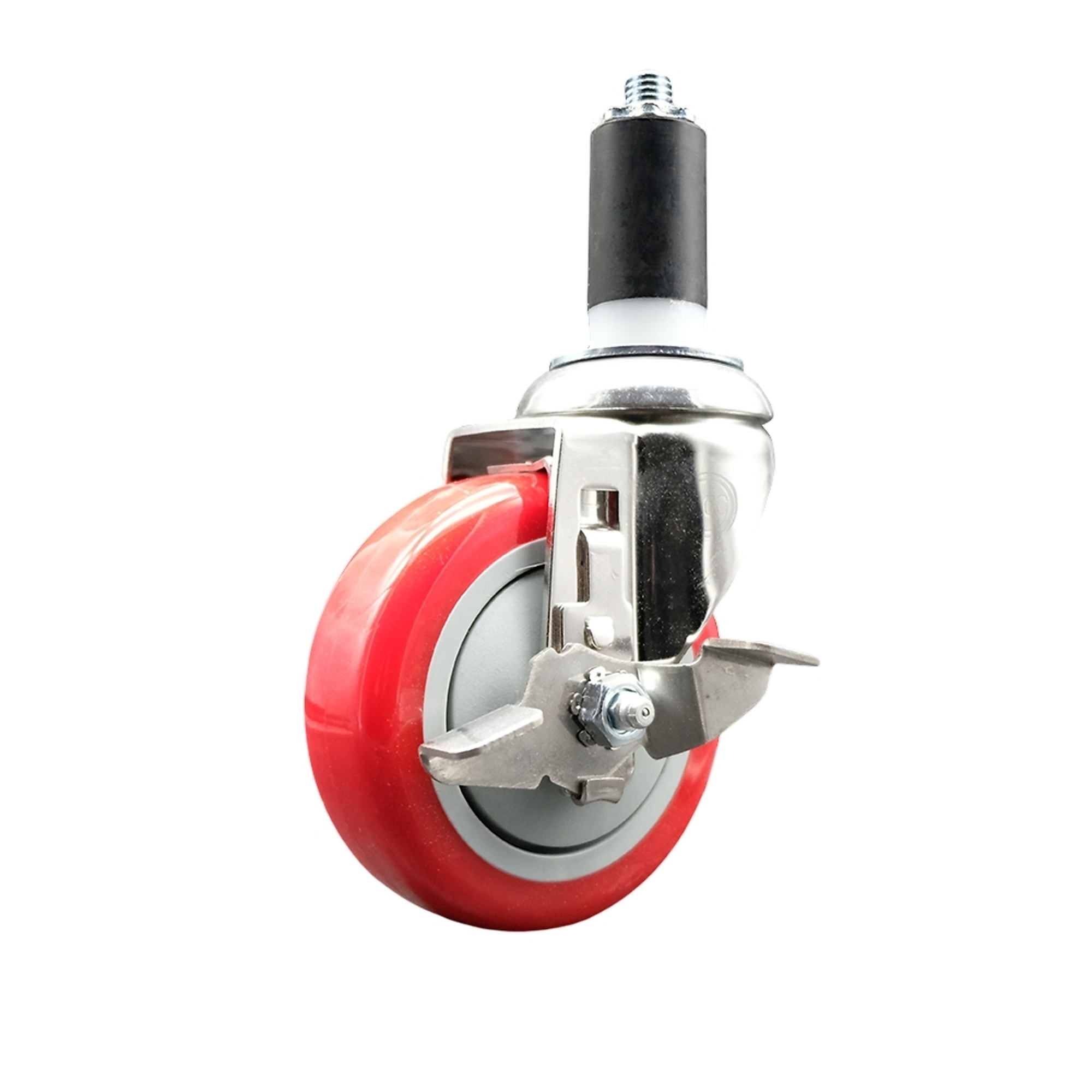 Service Caster, 4Inch x 1 1/4Inch Stem Caster, Wheel Diameter 4 in, Caster Type Swivel, Package (qty.) 1, Model SCC-SS316EX20S414-PPUB-RED-TLB-114