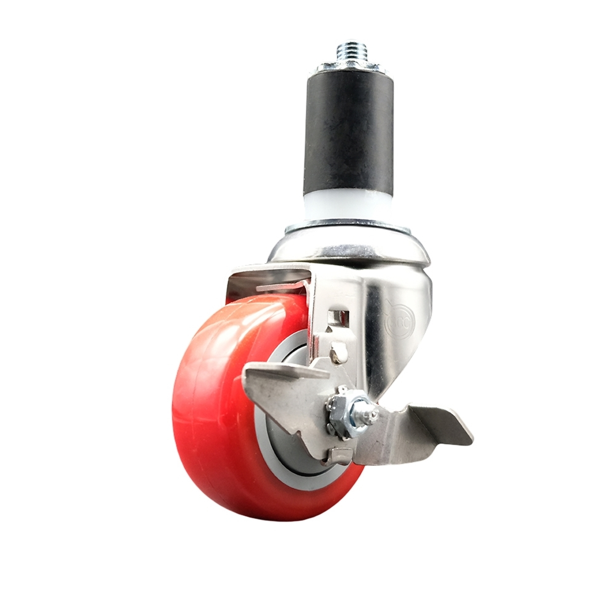 Service Caster, 3Inch x 1 1/4Inch Stem Caster, Wheel Diameter 3 in, Caster Type Swivel, Package (qty.) 1, Model SCC-SS316EX20S314-PPUB-RED-TLB-112