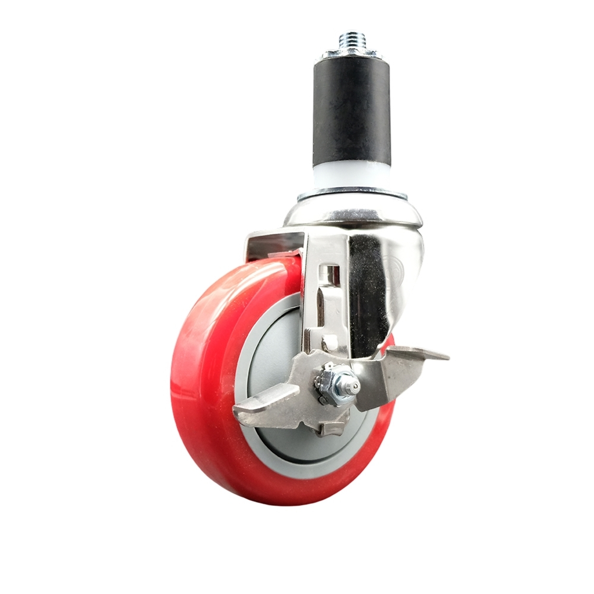 Service Caster, 4Inch x 1 1/4Inch Stem Caster, Wheel Diameter 4 in, Caster Type Swivel, Package (qty.) 1, Model SCC-SS316EX20S414-PPUB-RED-TLB-112