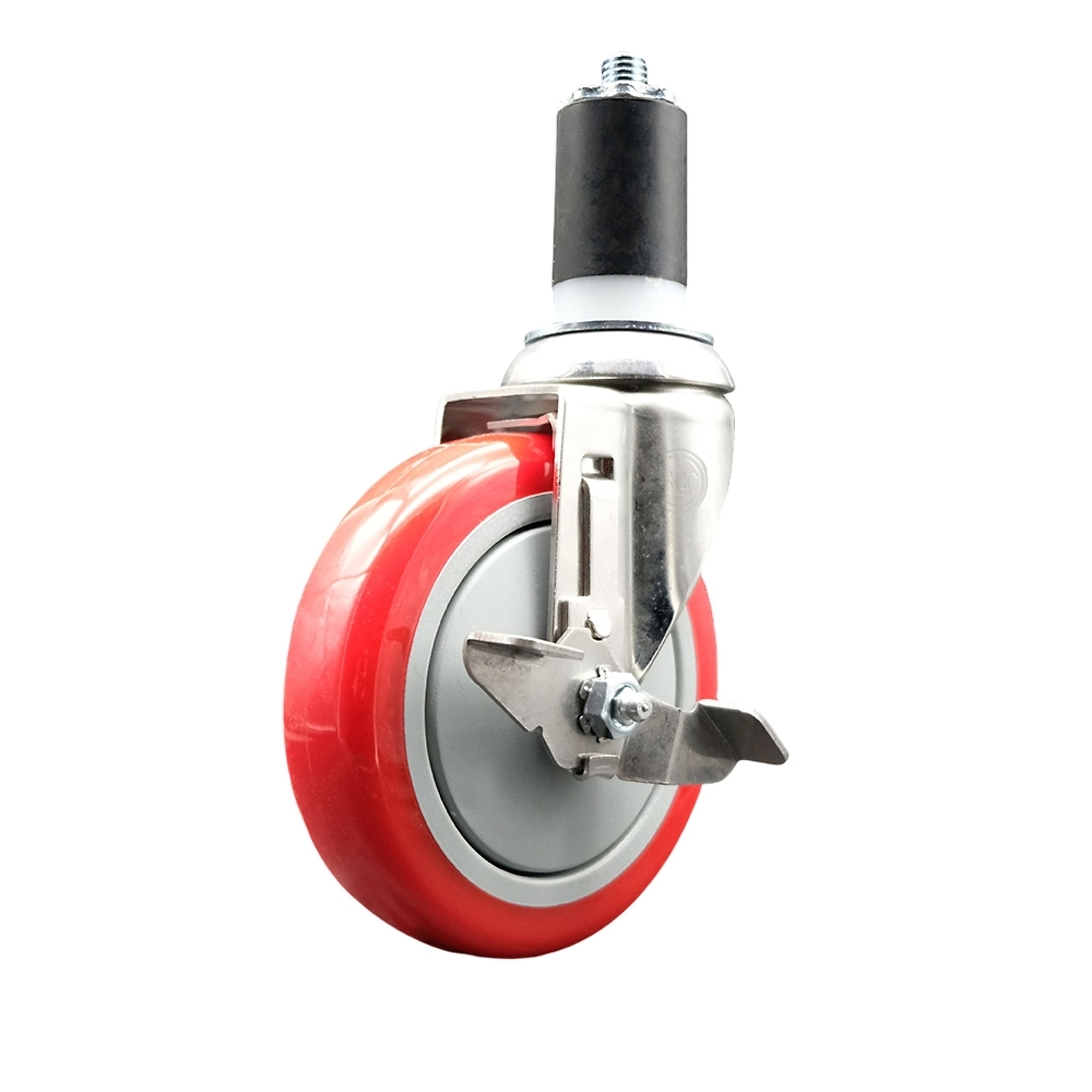 Service Caster, 5Inch x 1 1/4Inch Stem Caster, Wheel Diameter 5 in, Caster Type Swivel, Package (qty.) 1, Model SCC-SS316EX20S514-PPUB-RED-TLB-158