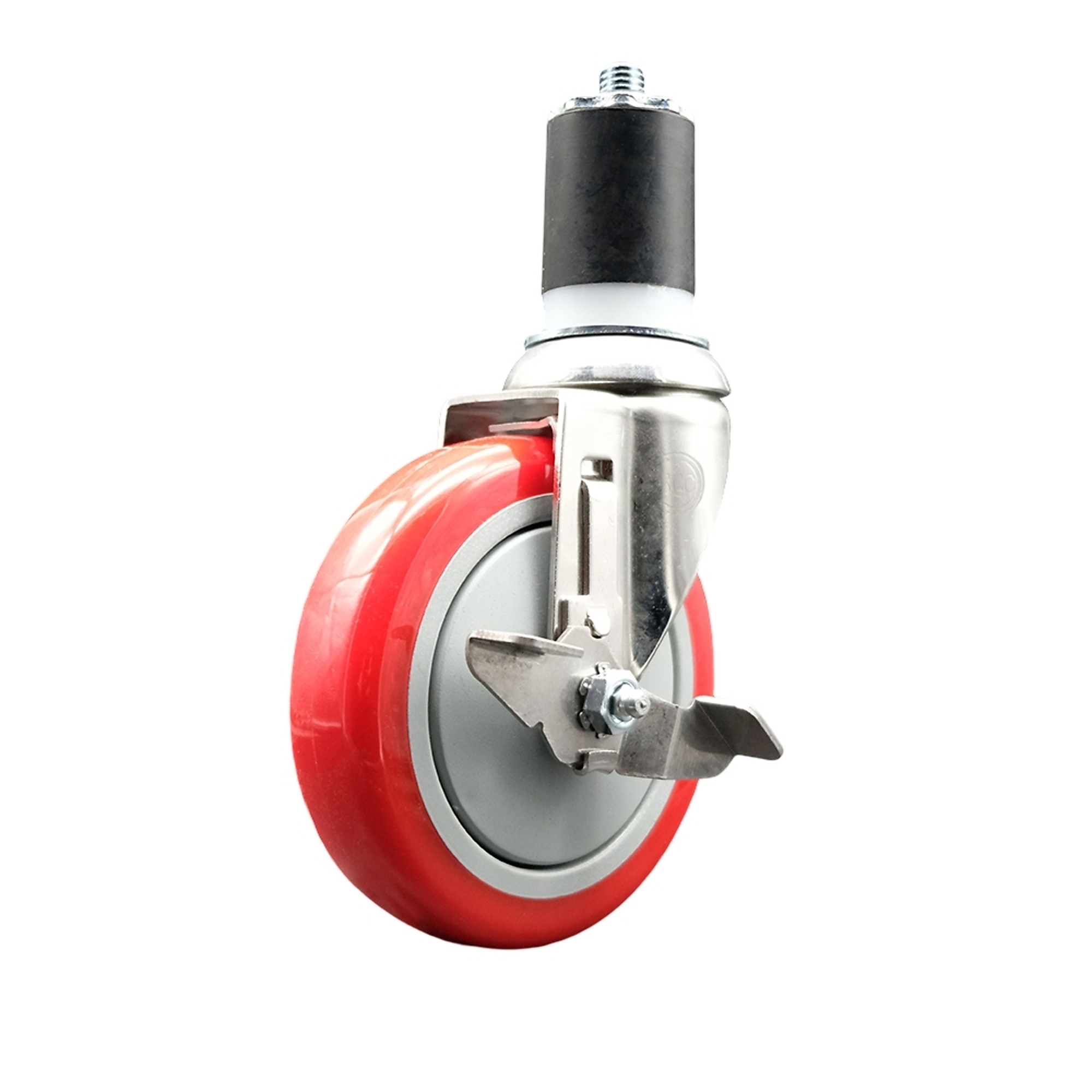 Service Caster, 5Inch x 1 1/4Inch Stem Caster, Wheel Diameter 5 in, Caster Type Swivel, Package (qty.) 1, Model SCC-SS316EX20S514-PPUB-RED-TLB-134