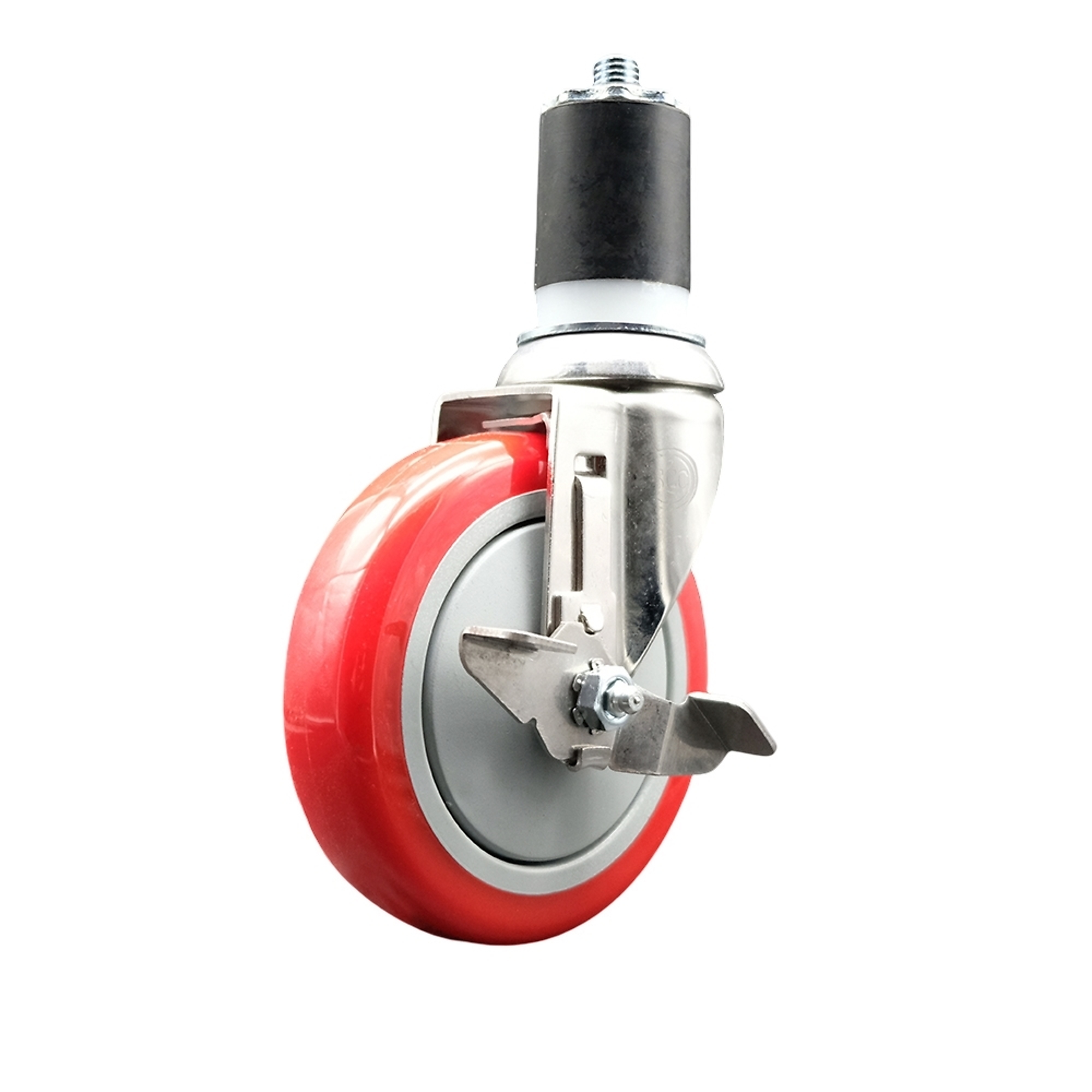 Service Caster, 5Inch x 1 1/4Inch Stem Caster, Wheel Diameter 5 in, Caster Type Swivel, Package (qty.) 1, Model SCC-SS316EX20S514-PPUB-RED-TLB-178