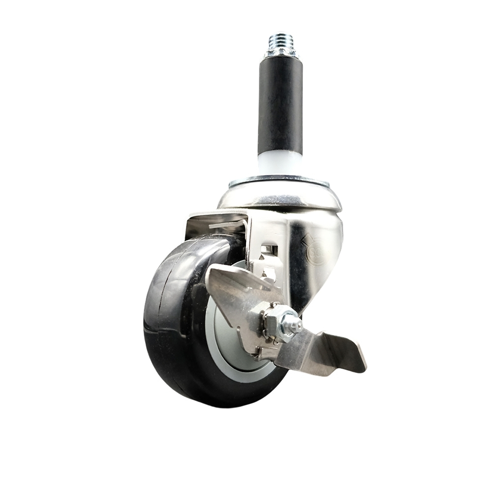 Service Caster, 3Inch x 1 1/4Inch Stem Caster, Wheel Diameter 3 in, Caster Type Swivel, Package (qty.) 1, Model SCC-SS316EX20S314-PPUB-BLK-TLB-34