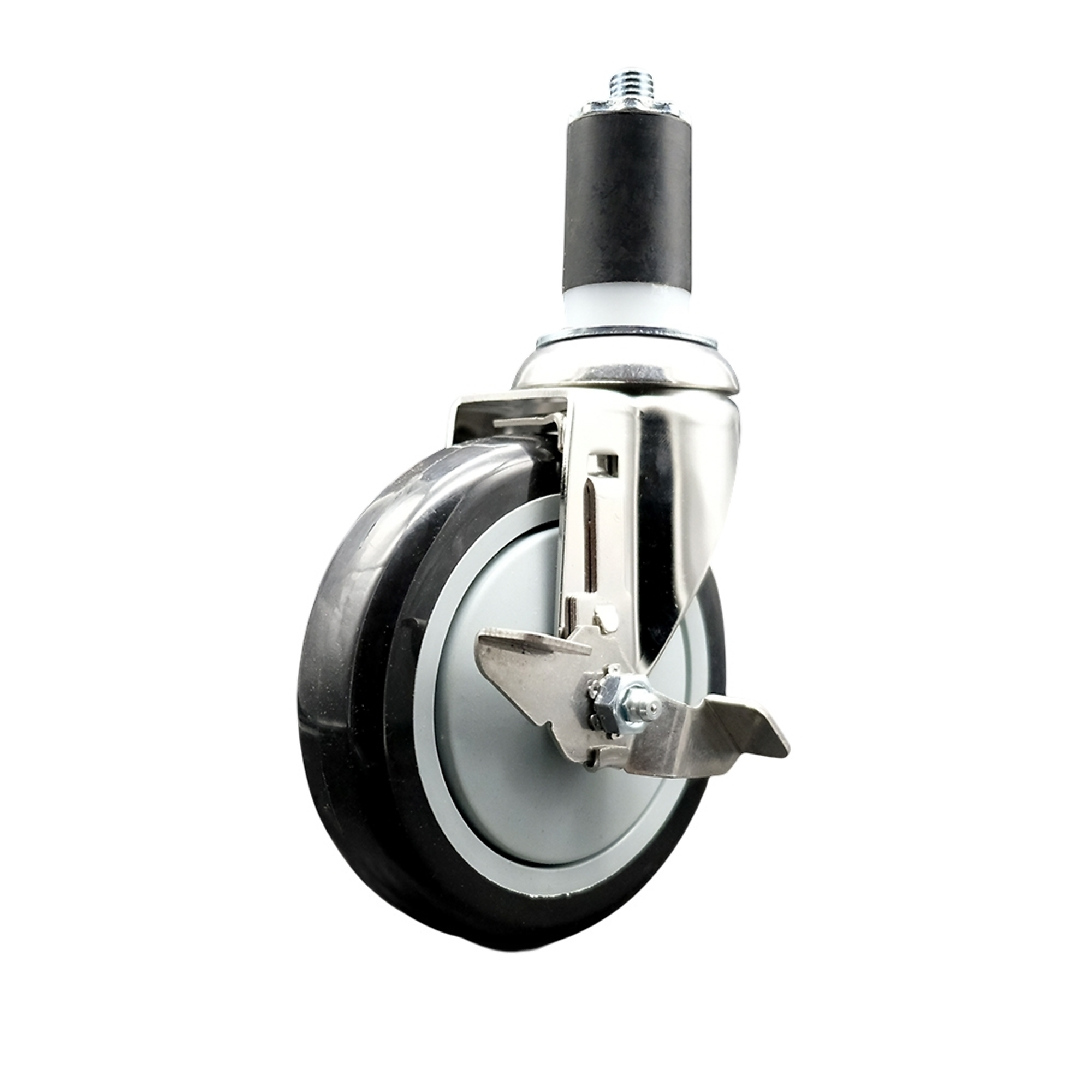 Service Caster, 5Inch x 1 1/4Inch Stem Caster, Wheel Diameter 5 in, Caster Type Swivel, Package (qty.) 1, Model SCC-SS316EX20S514-PPUB-BLK-TLB-112