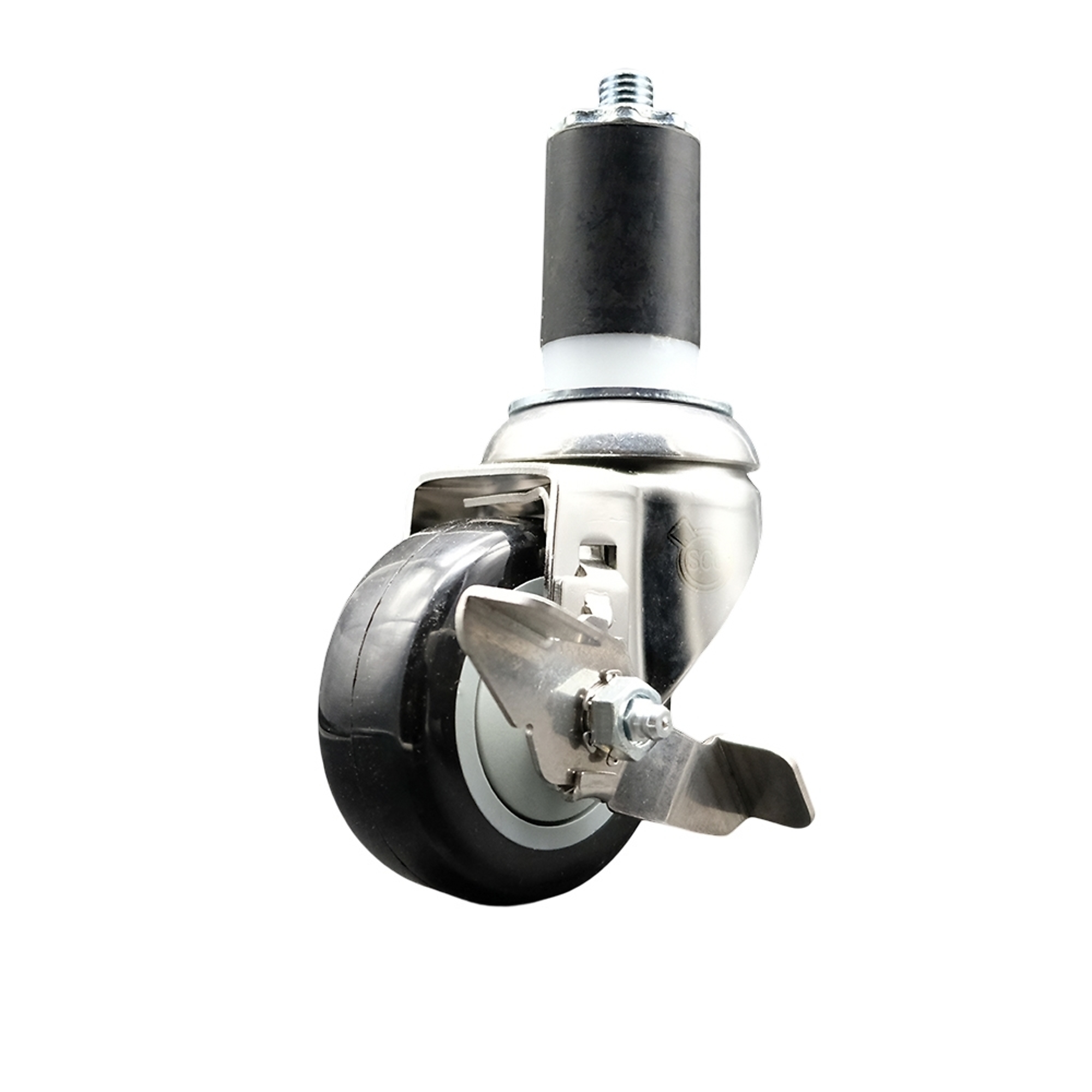 Service Caster, 3Inch x 1 1/4Inch Stem Caster, Wheel Diameter 3 in, Caster Type Swivel, Package (qty.) 1, Model SCC-SS316EX20S314-PPUB-BLK-TLB-158