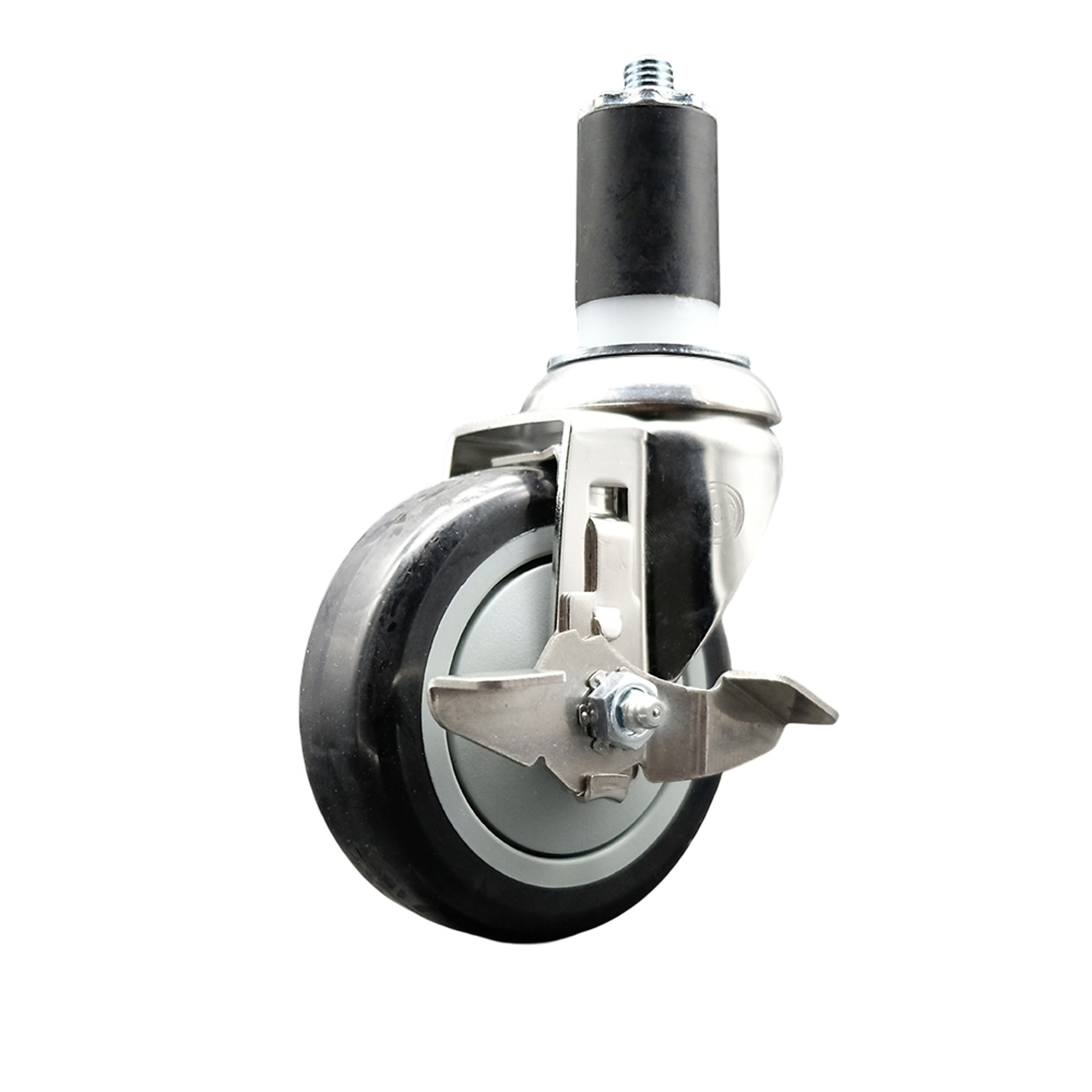 Service Caster, 4Inch x 1 1/4Inch Stem Caster, Wheel Diameter 4 in, Caster Type Swivel, Package (qty.) 1, Model SCC-SS316EX20S414-PPUB-BLK-TLB-158