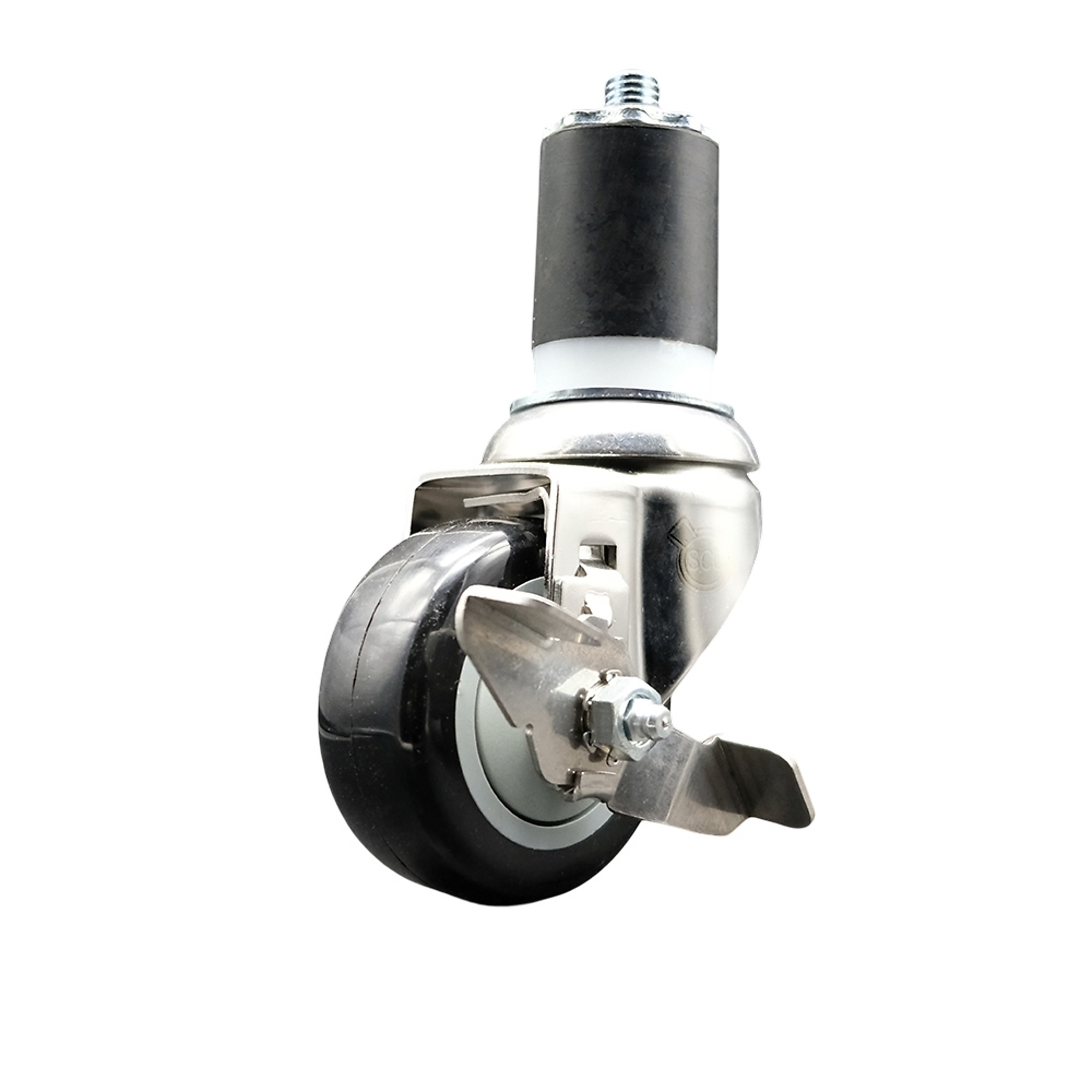 Service Caster, 3Inch x 1 1/4Inch Stem Caster, Wheel Diameter 3 in, Caster Type Swivel, Package (qty.) 1, Model SCC-SS316EX20S314-PPUB-BLK-TLB-134