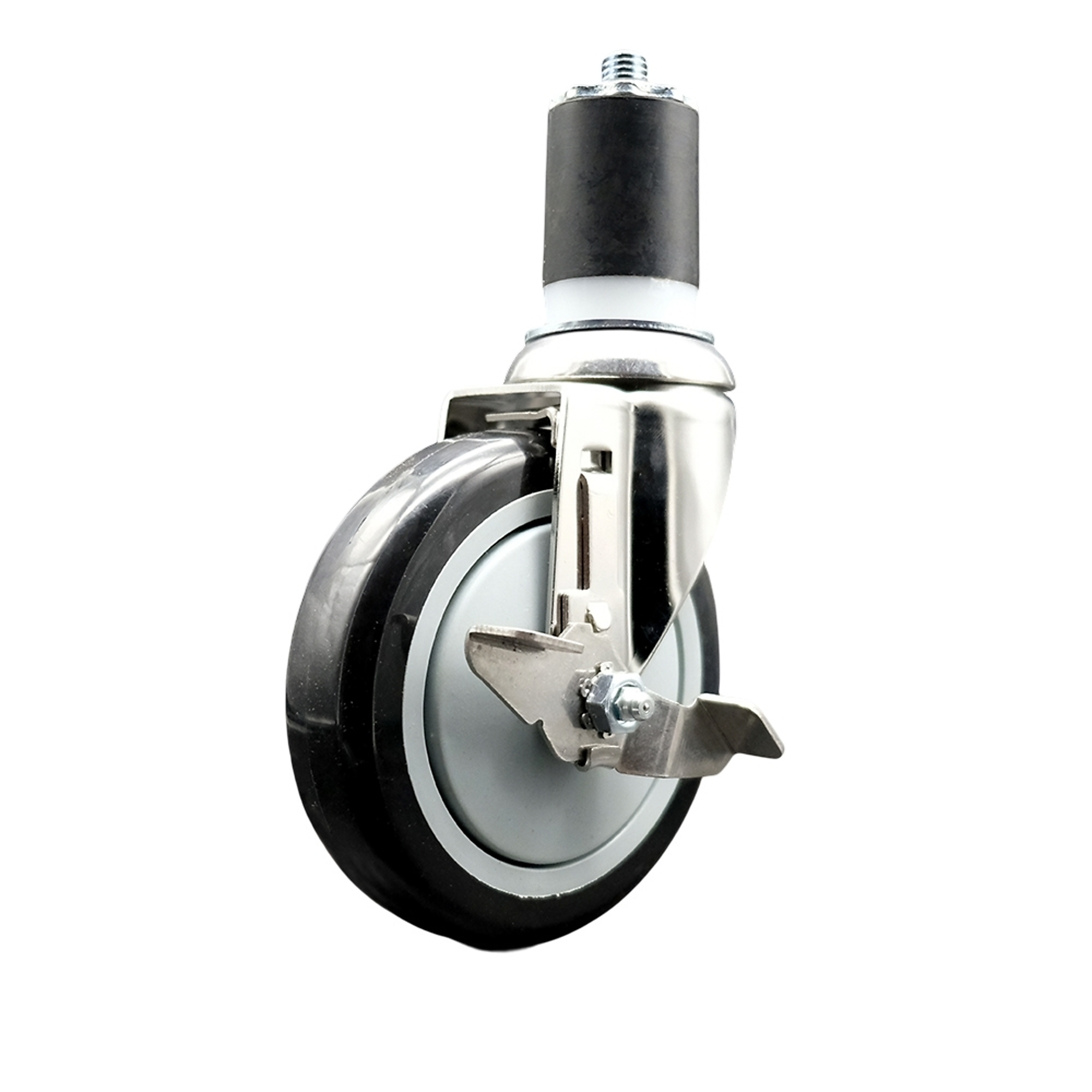 Service Caster, 5Inch x 1 1/4Inch Stem Caster, Wheel Diameter 5 in, Caster Type Swivel, Package (qty.) 1, Model SCC-SS316EX20S514-PPUB-BLK-TLB-134