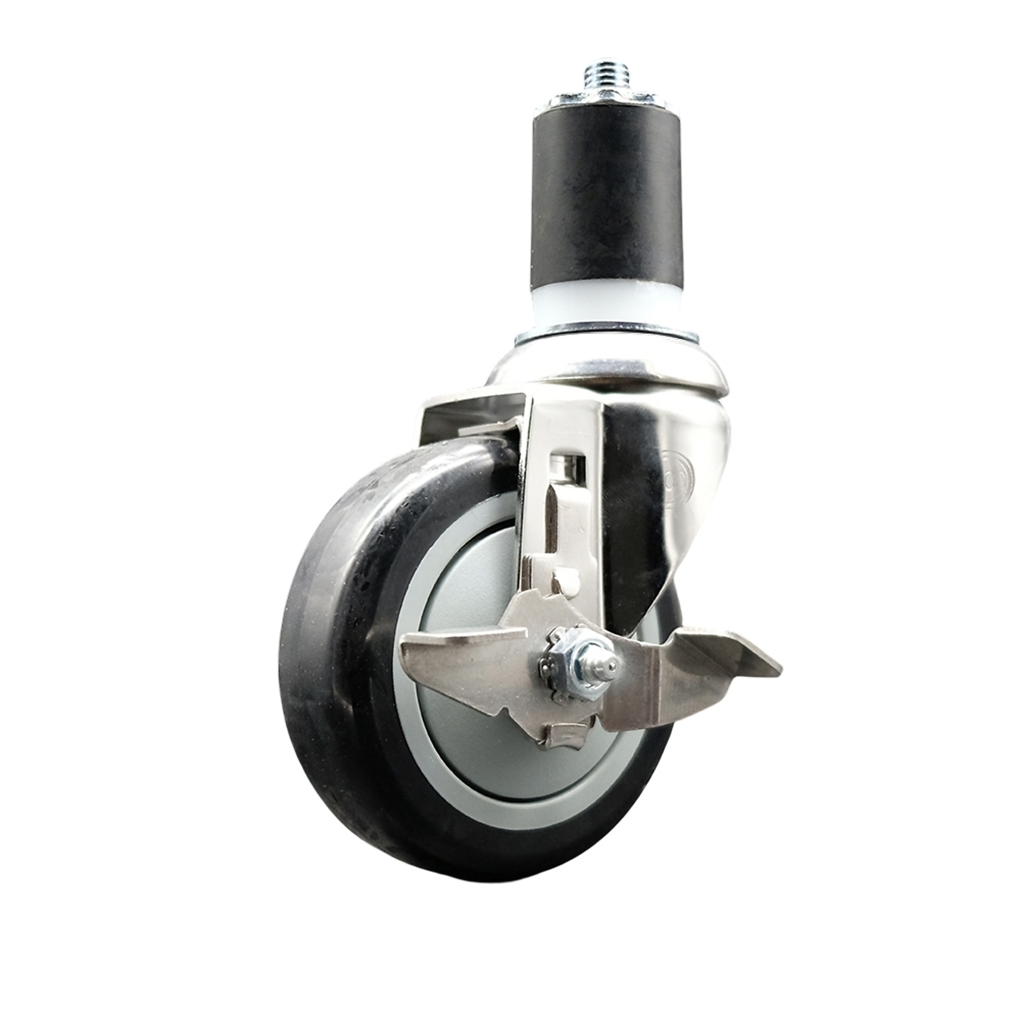 Service Caster, 4Inch x 1 1/4Inch Stem Caster, Wheel Diameter 4 in, Caster Type Swivel, Package (qty.) 1, Model SCC-SS316EX20S414-PPUB-BLK-TLB-134